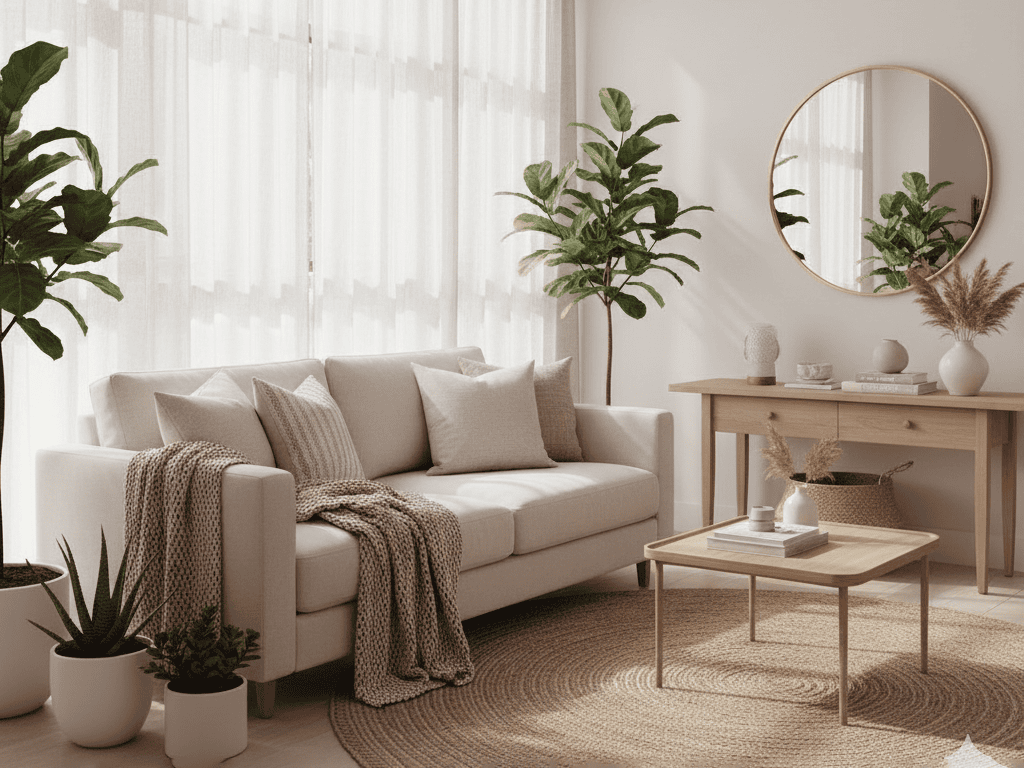 Cozy living room with neutral tones, natural light, and modern decor in Walnut Creek, CA.