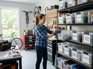 The Almaro Team organizing tools in a home workshop in Walnut Creek, CA.
