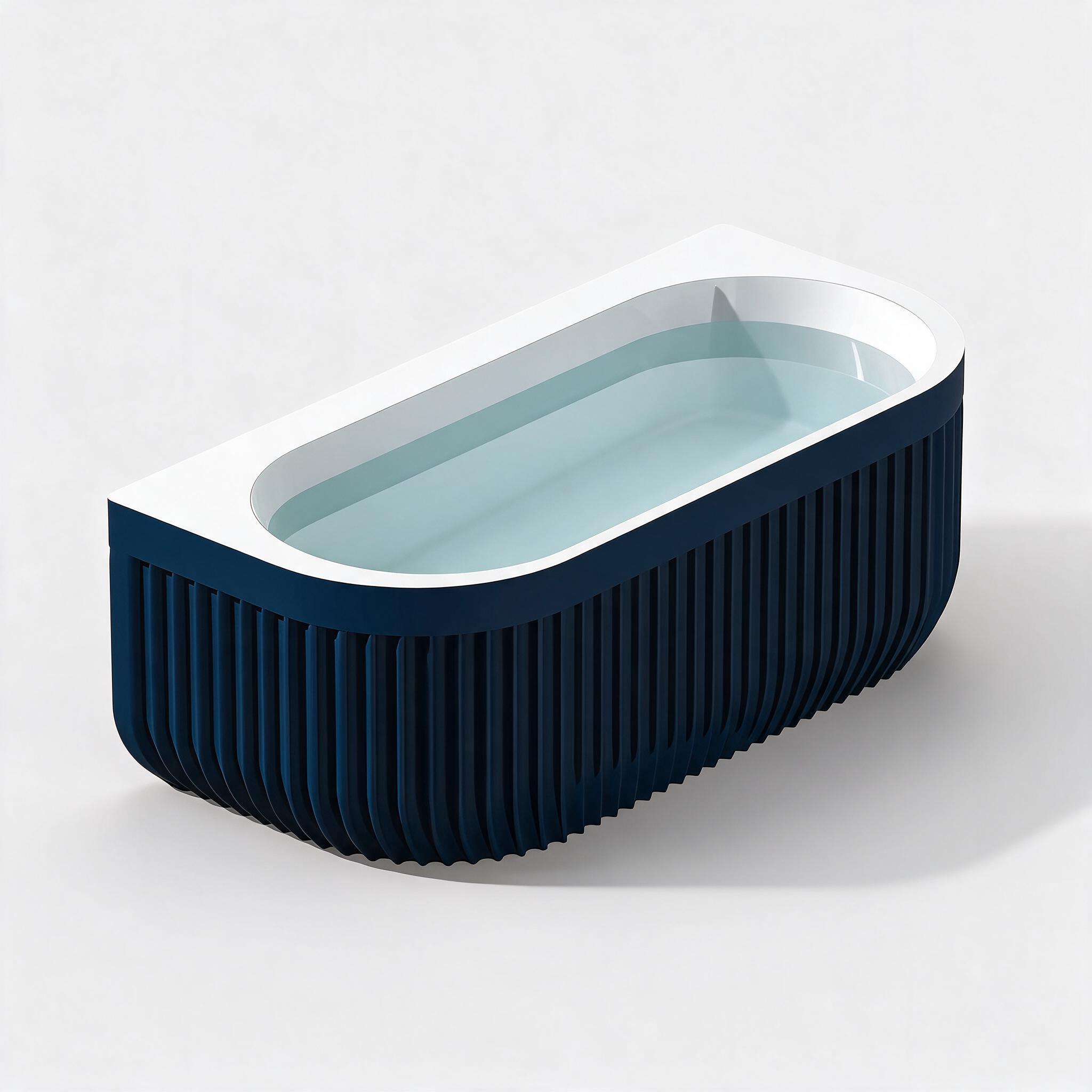 Ribbed Navy D Shape cold plunge system - Cool Bionic HydroForge