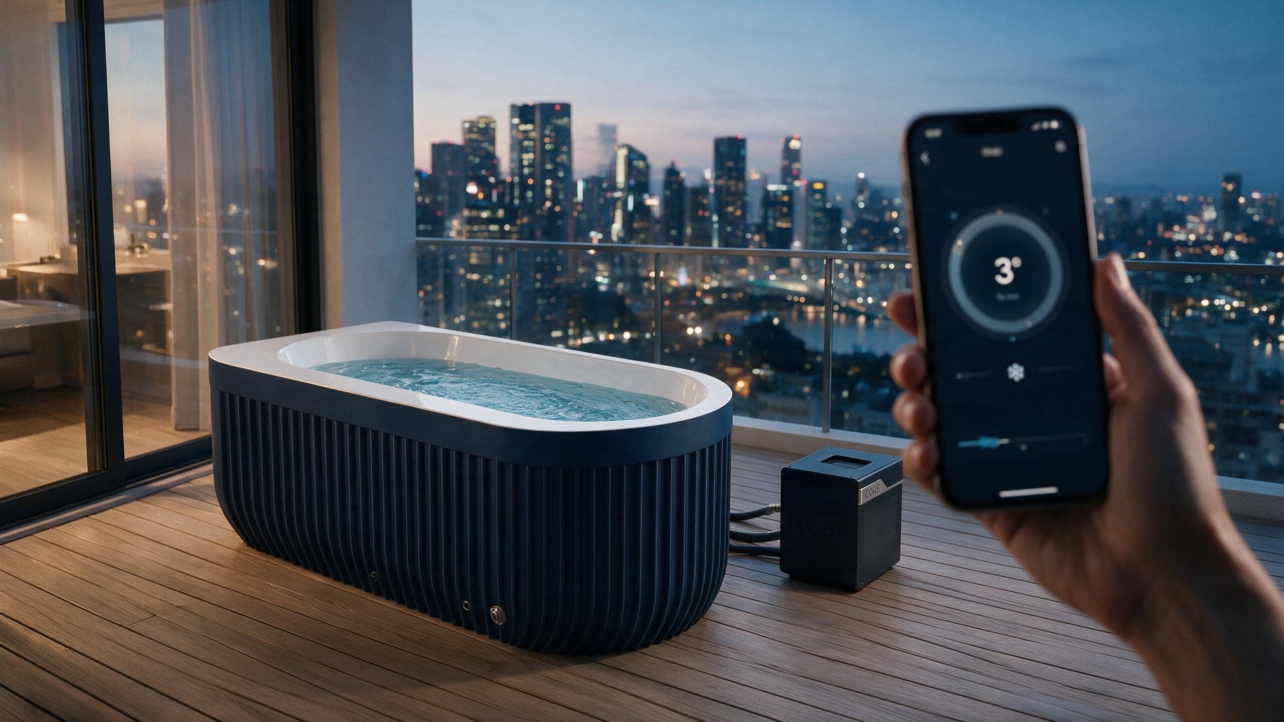 Ribbed Navy D Shape ice bath afm d l navy core app - Cool Bionic HydroForge