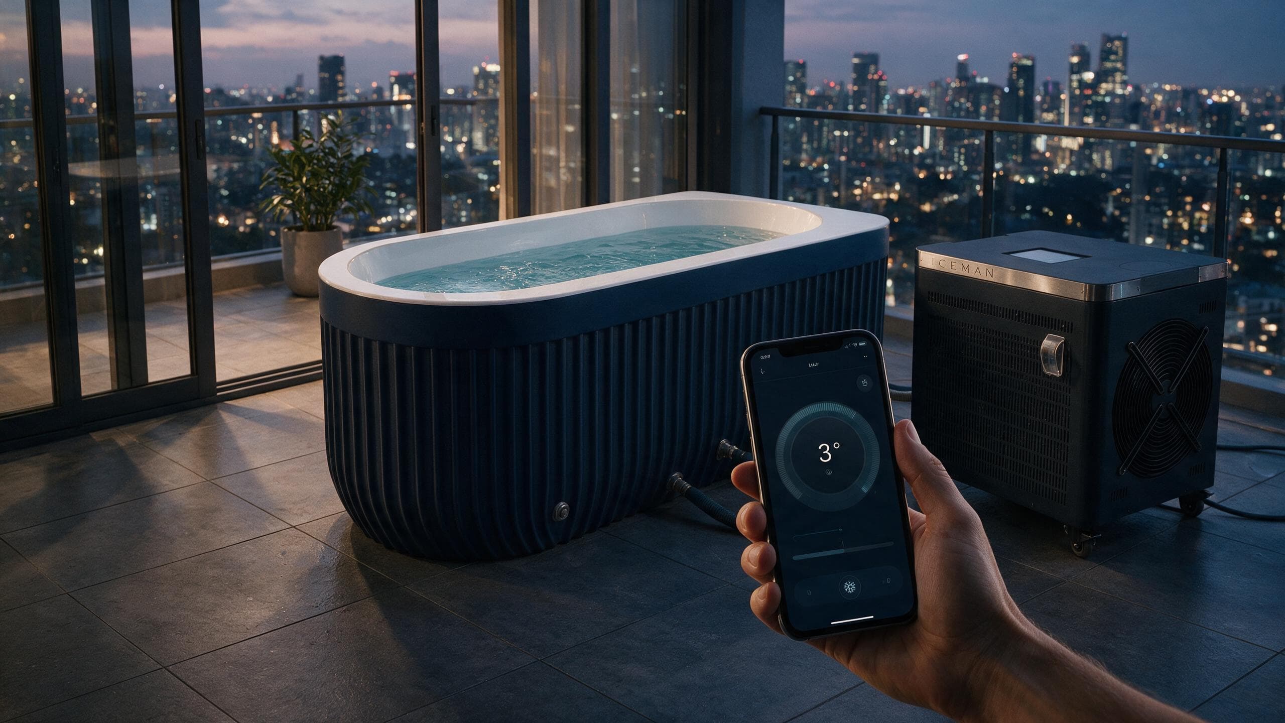 Ribbed Navy D Shape ice bath afm d l navy iceman app - Cool Bionic HydroForge