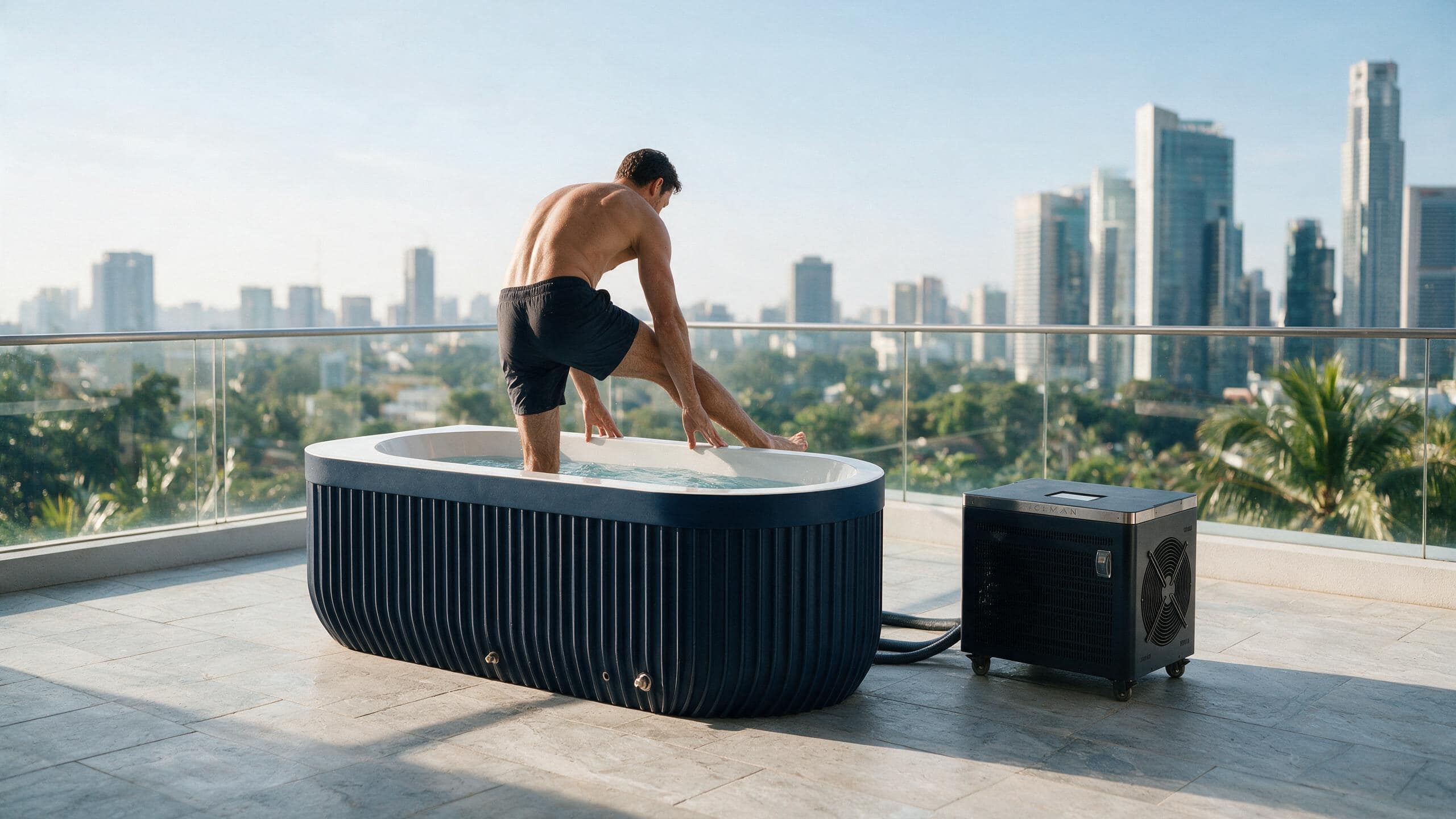 Ribbed Navy D Shape ice bath afm d l navy iceman stepin - Cool Bionic HydroForge