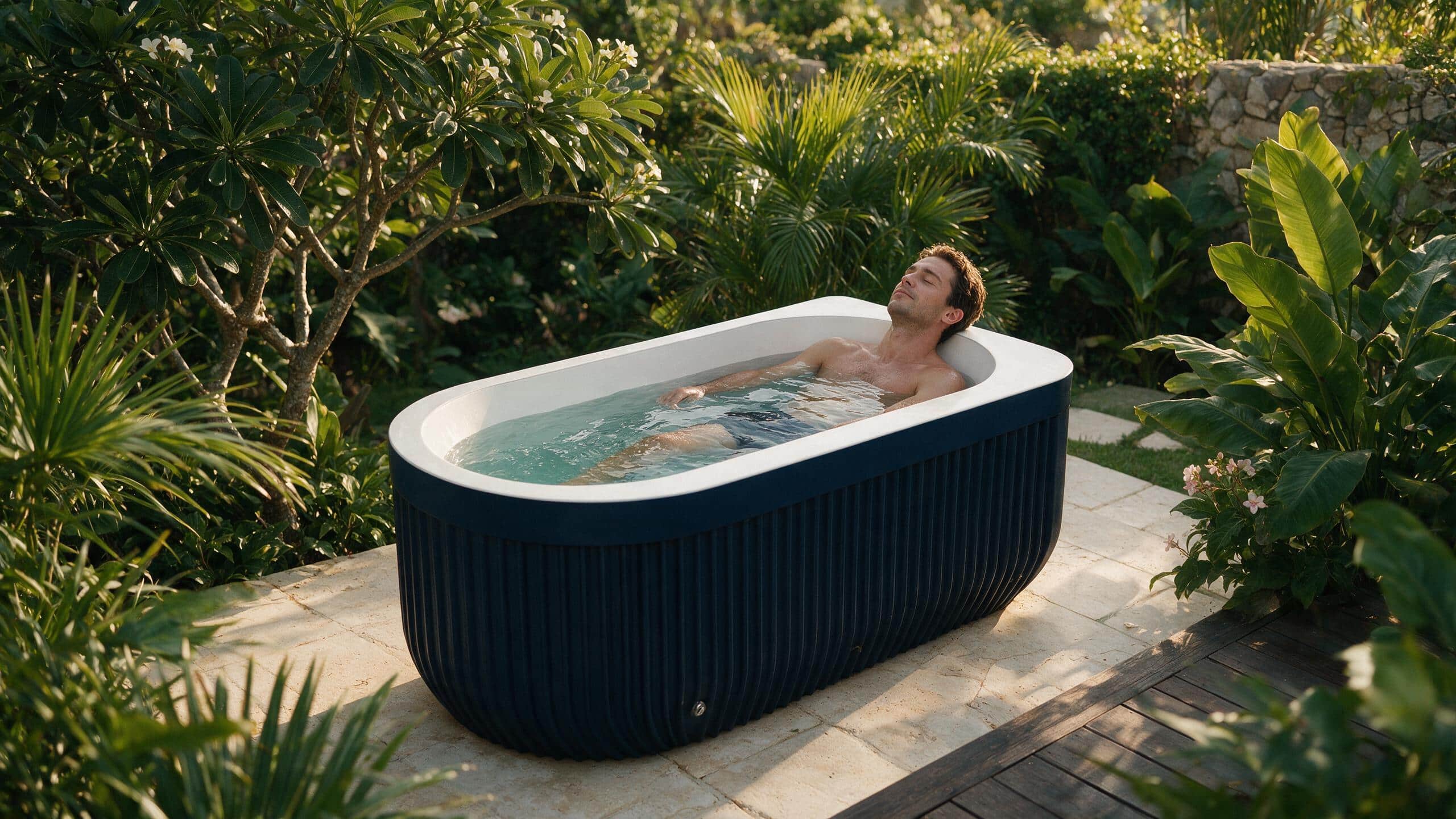 Ribbed Navy D Shape ice bath afm d l navy none enjoy - Cool Bionic HydroForge