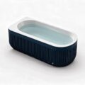 Ribbed Navy D Shape ice bath afm d navy angle - Cool Bionic HydroForge