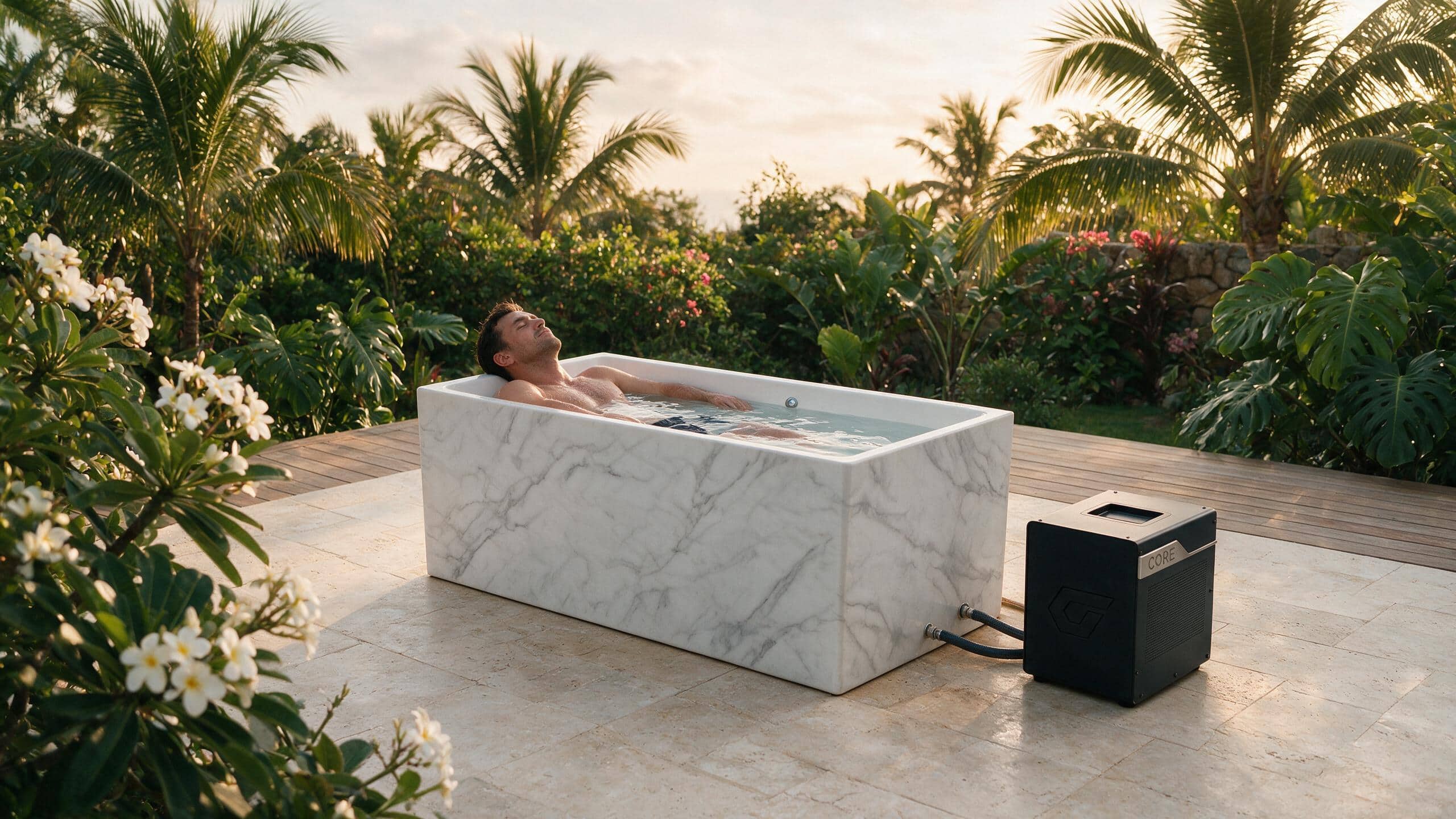 Acrylic Faux Marble Rectangle ice bath afm rect l marble core enjoy - Cool Bionic HydroForge