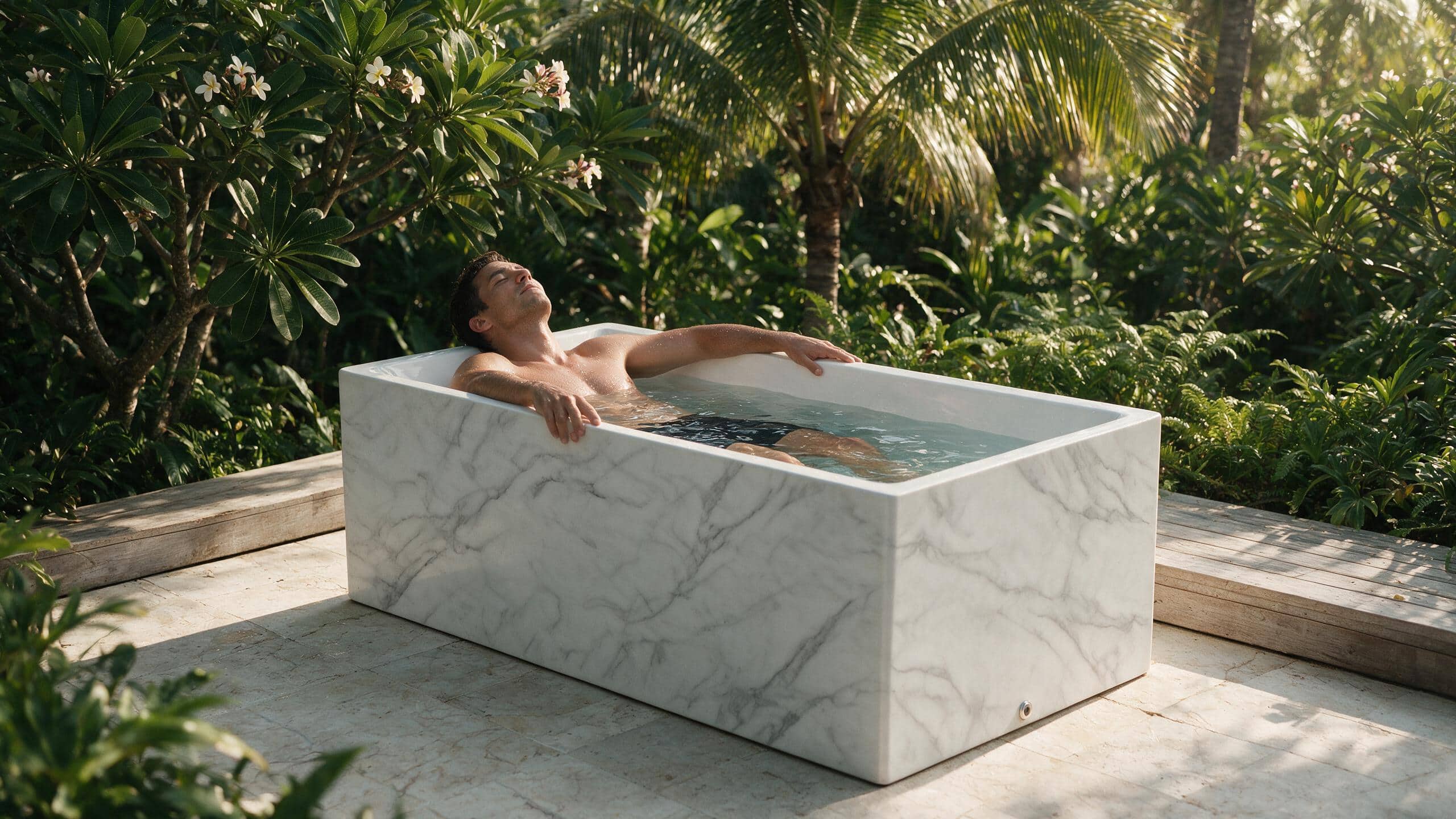 Acrylic Faux Marble Rectangle ice bath afm rect l marble none enjoy - Cool Bionic HydroForge