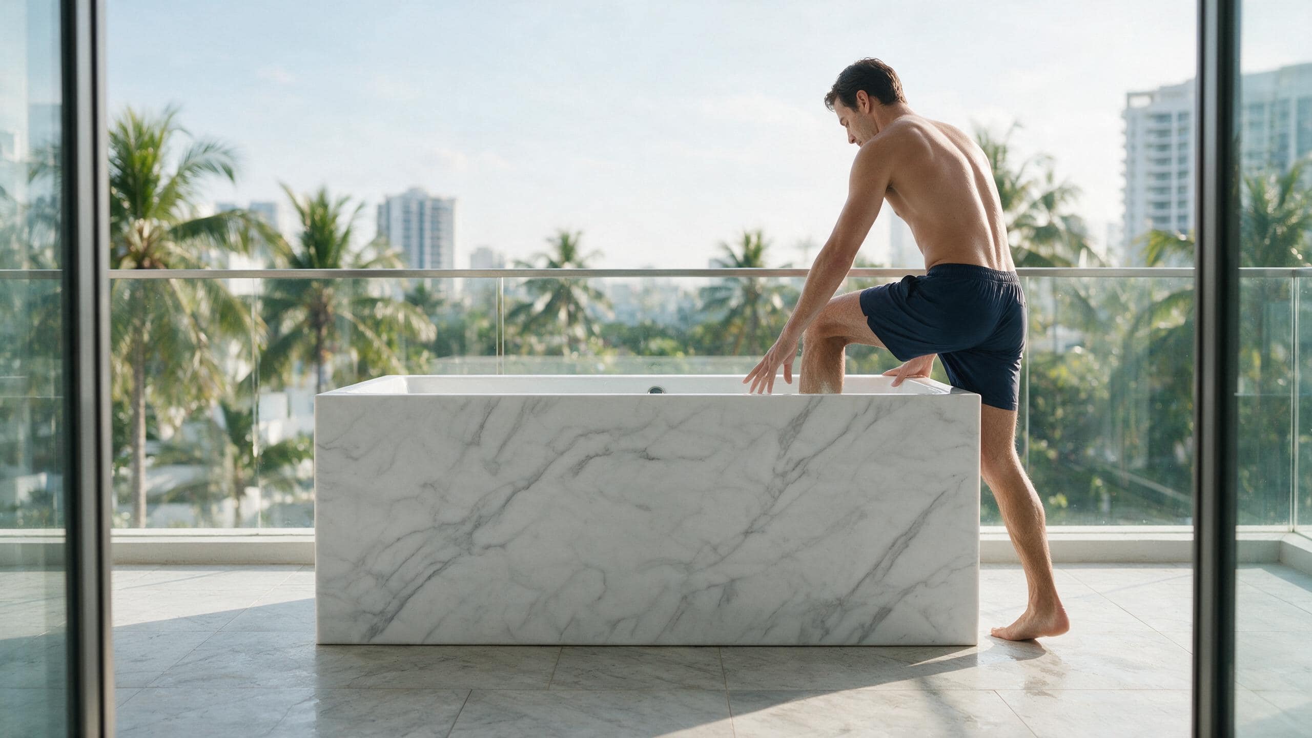 Acrylic Faux Marble Rectangle ice bath afm rect l marble none stepin - Cool Bionic HydroForge