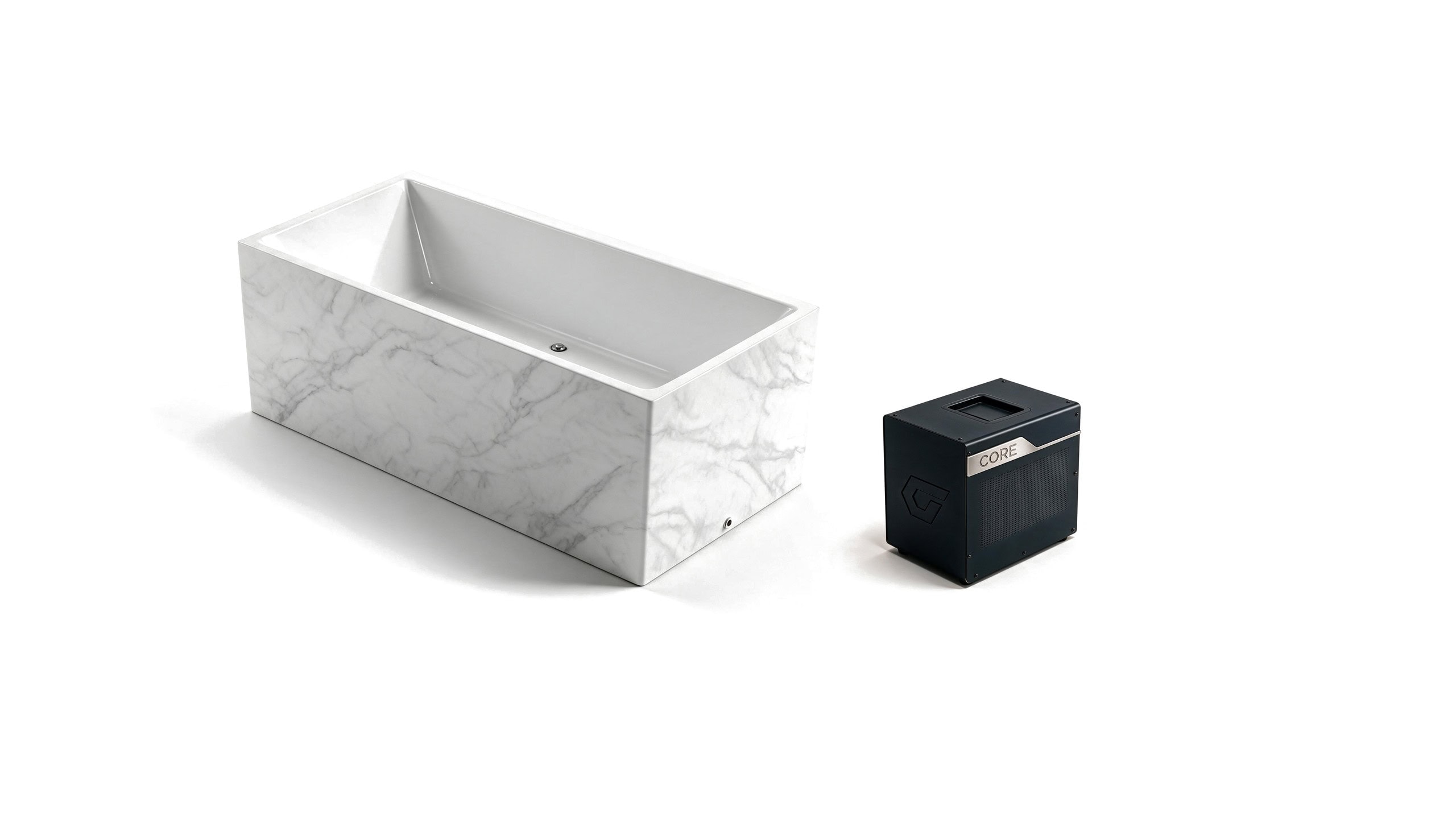 Acrylic Faux Marble Rectangle ice bath afm rect s marble core hero - Cool Bionic HydroForge