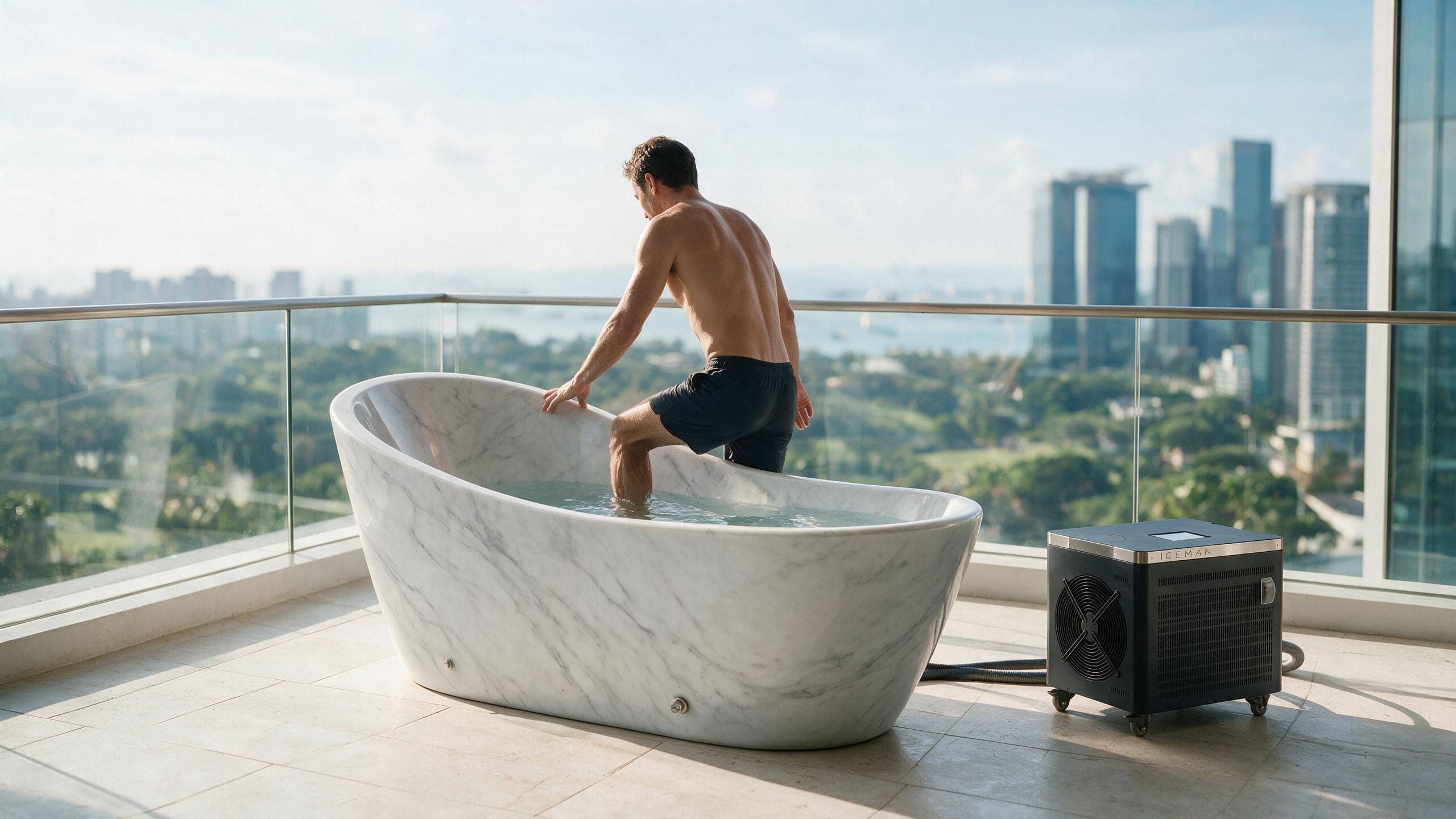 Acrylic Faux Marble Teardrop ice bath afm tear l marble iceman stepin - Cool Bionic HydroForge