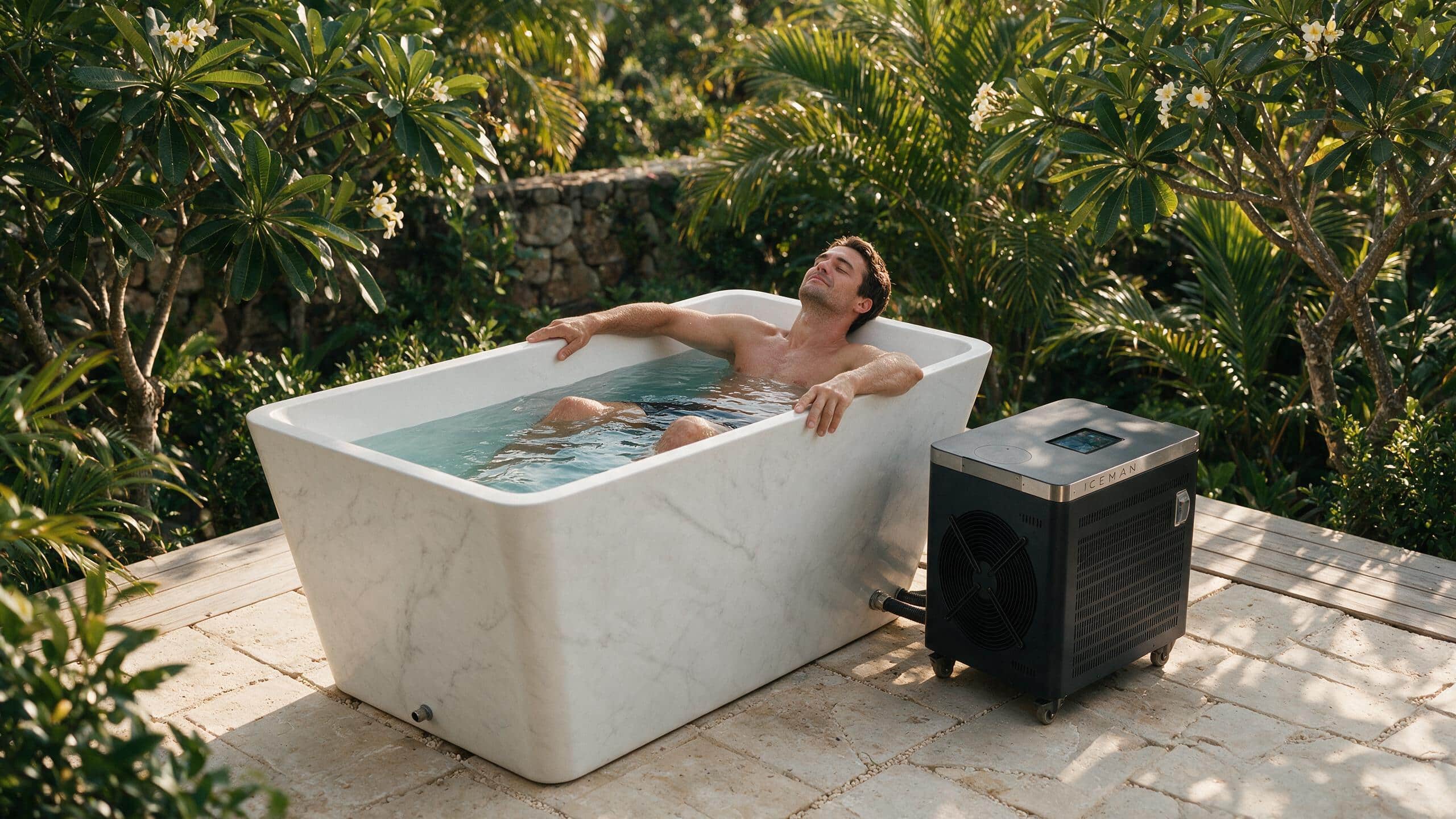 Acrylic Faux Marble Trapezoid ice bath afm trap l marble iceman enjoy - Cool Bionic HydroForge