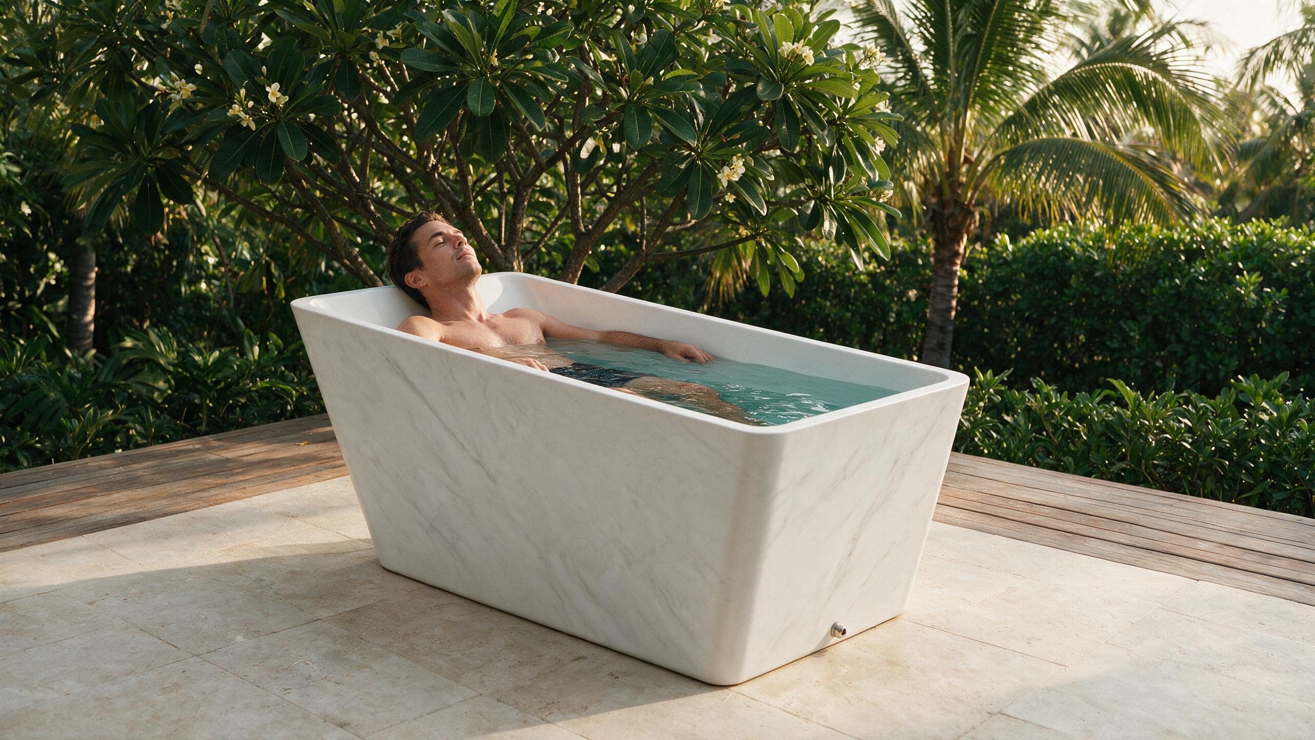 Acrylic Faux Marble Trapezoid ice bath afm trap l marble none enjoy - Cool Bionic HydroForge