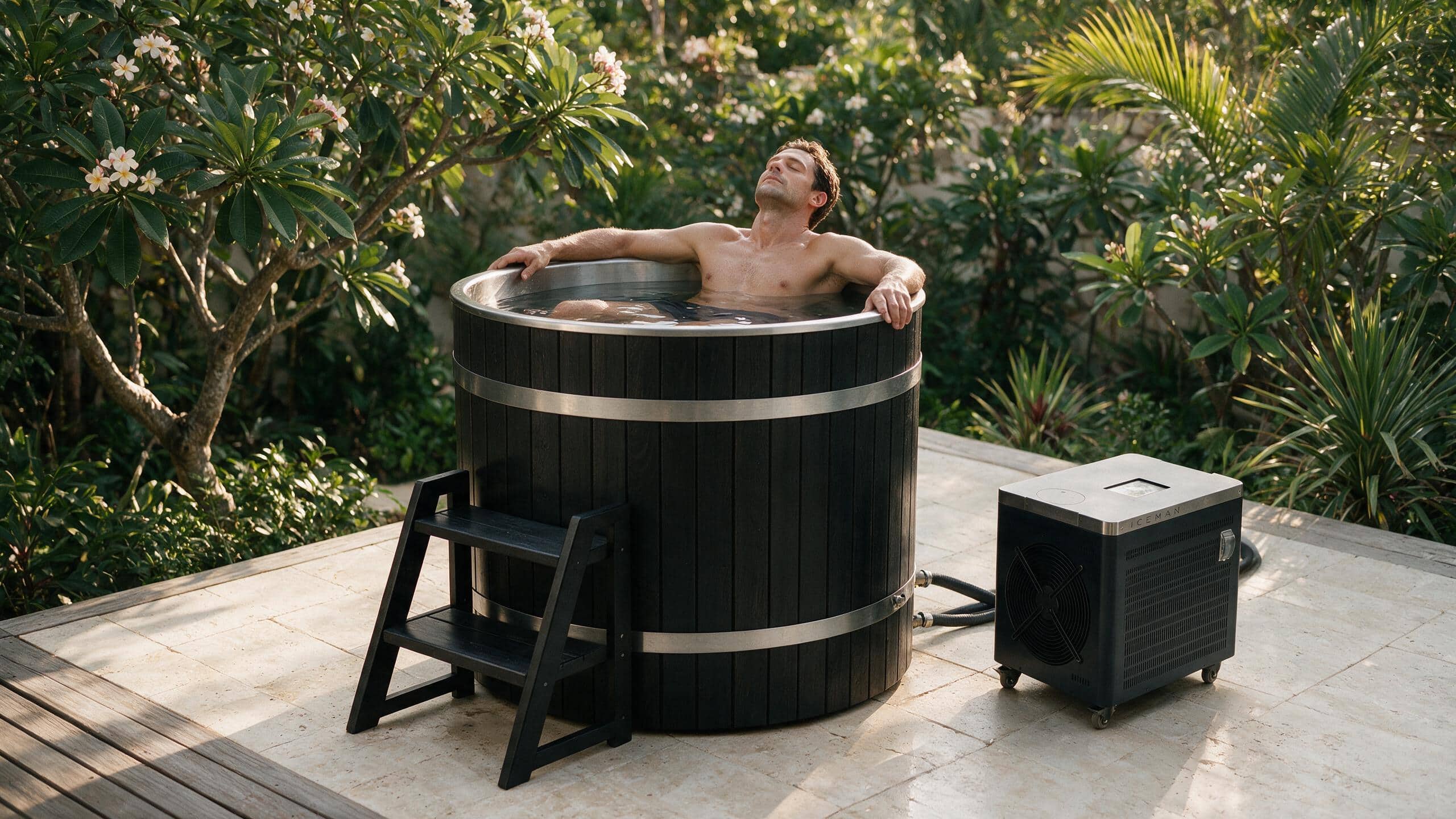 Barrel Plunge ice bath brl l black iceman enjoy - Cool Bionic HydroForge
