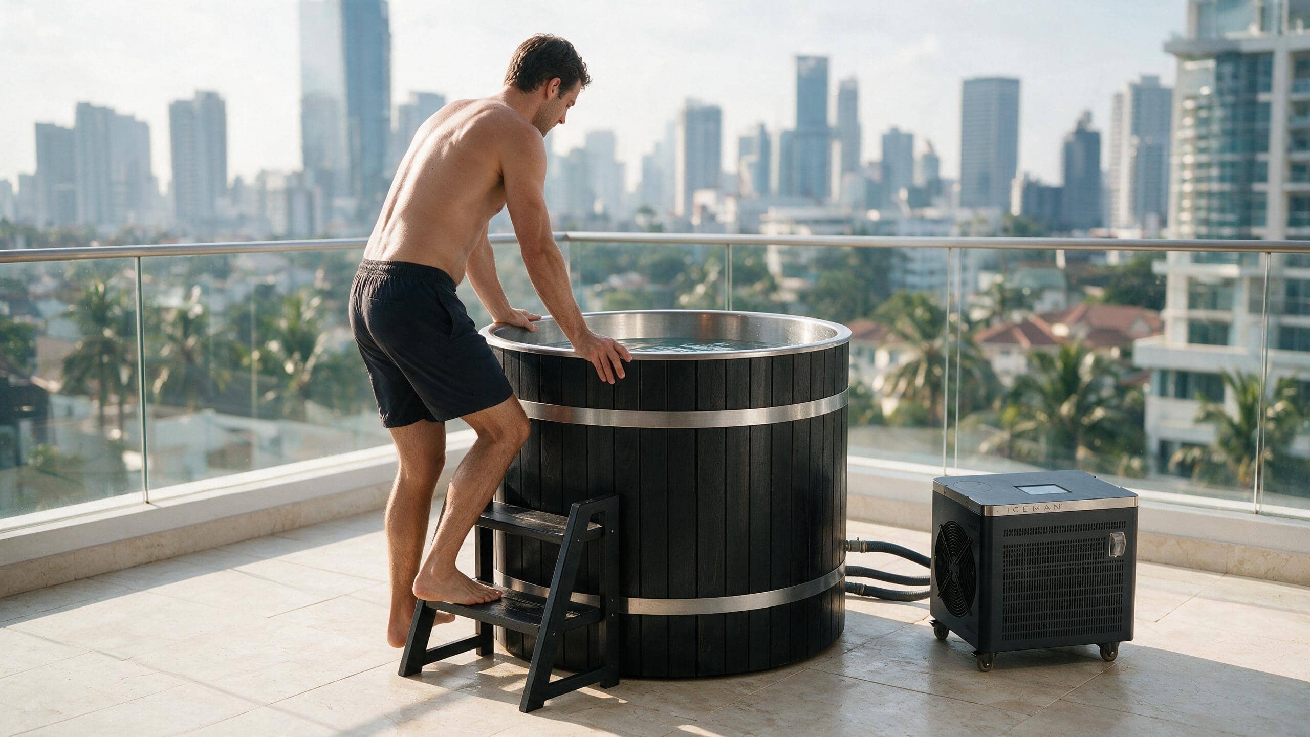 Barrel Plunge ice bath brl l black iceman stepin - Cool Bionic HydroForge