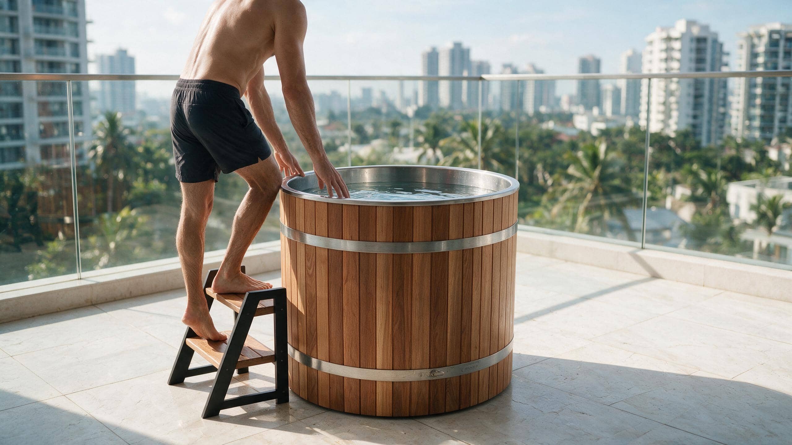 Barrel Plunge ice bath brl l natural none stepin - Cool Bionic HydroForge