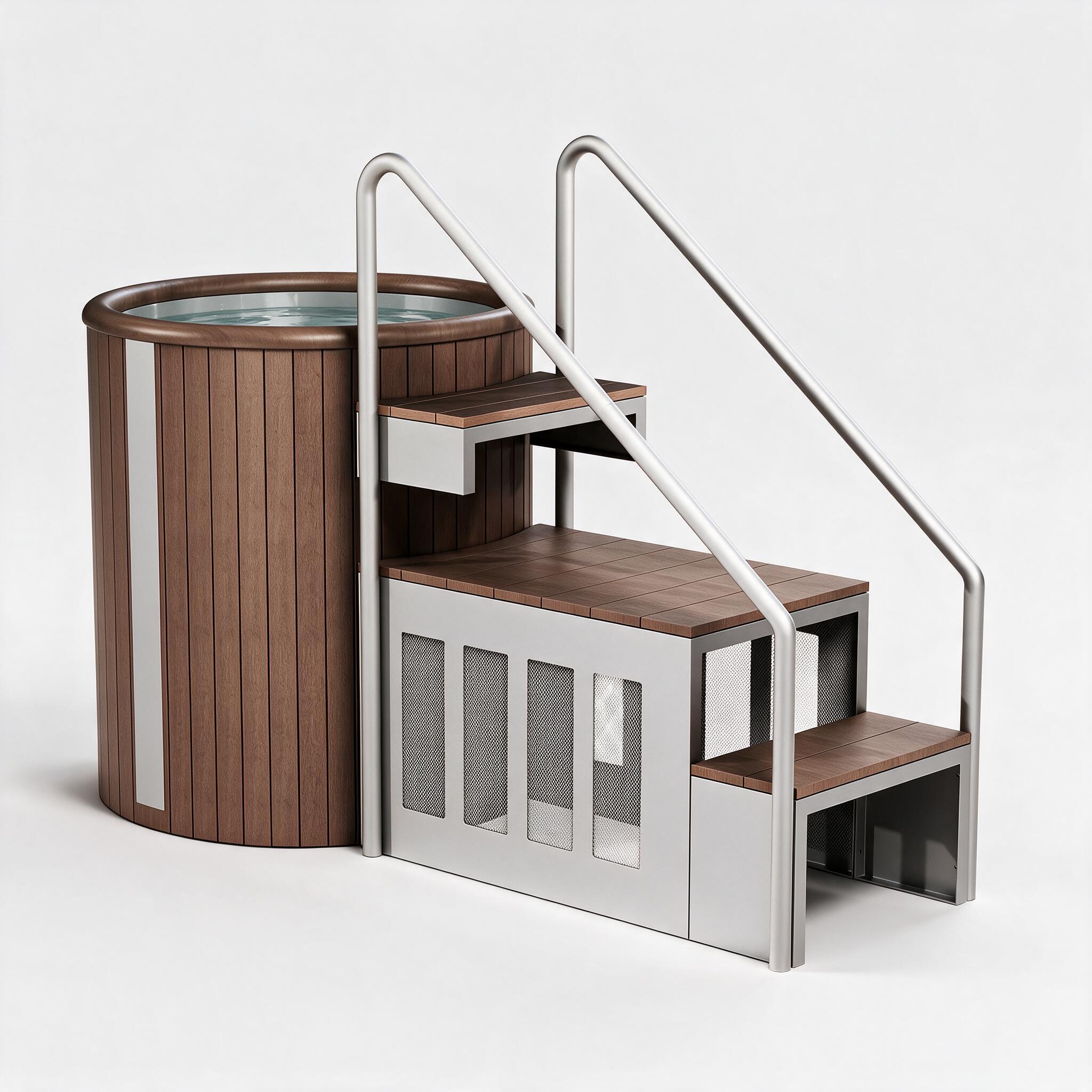 Cask Round Barrel Platform cold plunge system - Cool Bionic HydroForge