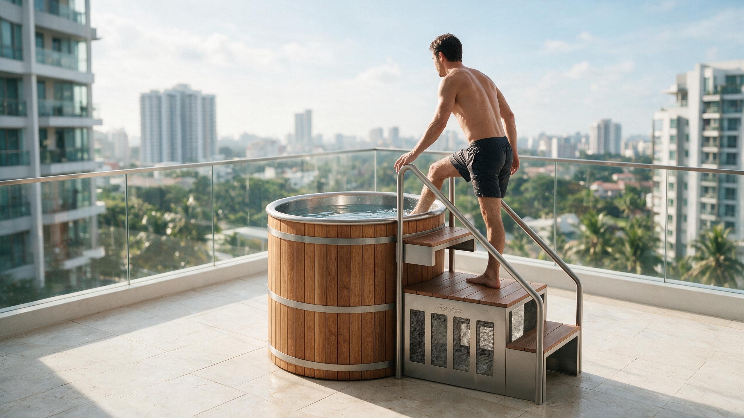 Cask Round Barrel Platform ice bath cask r l natural all stepin - Cool Bionic HydroForge