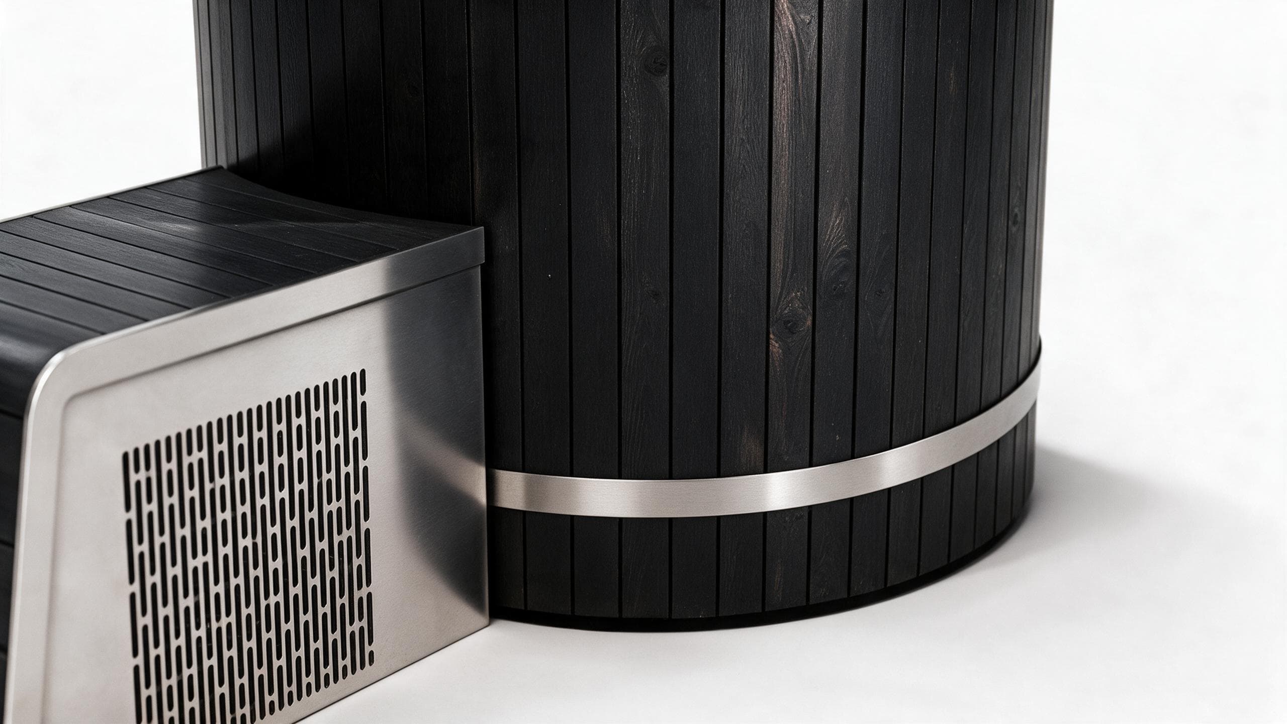 Cask Round Barrel Half Platform ice bath cask rh black detail - Cool Bionic HydroForge