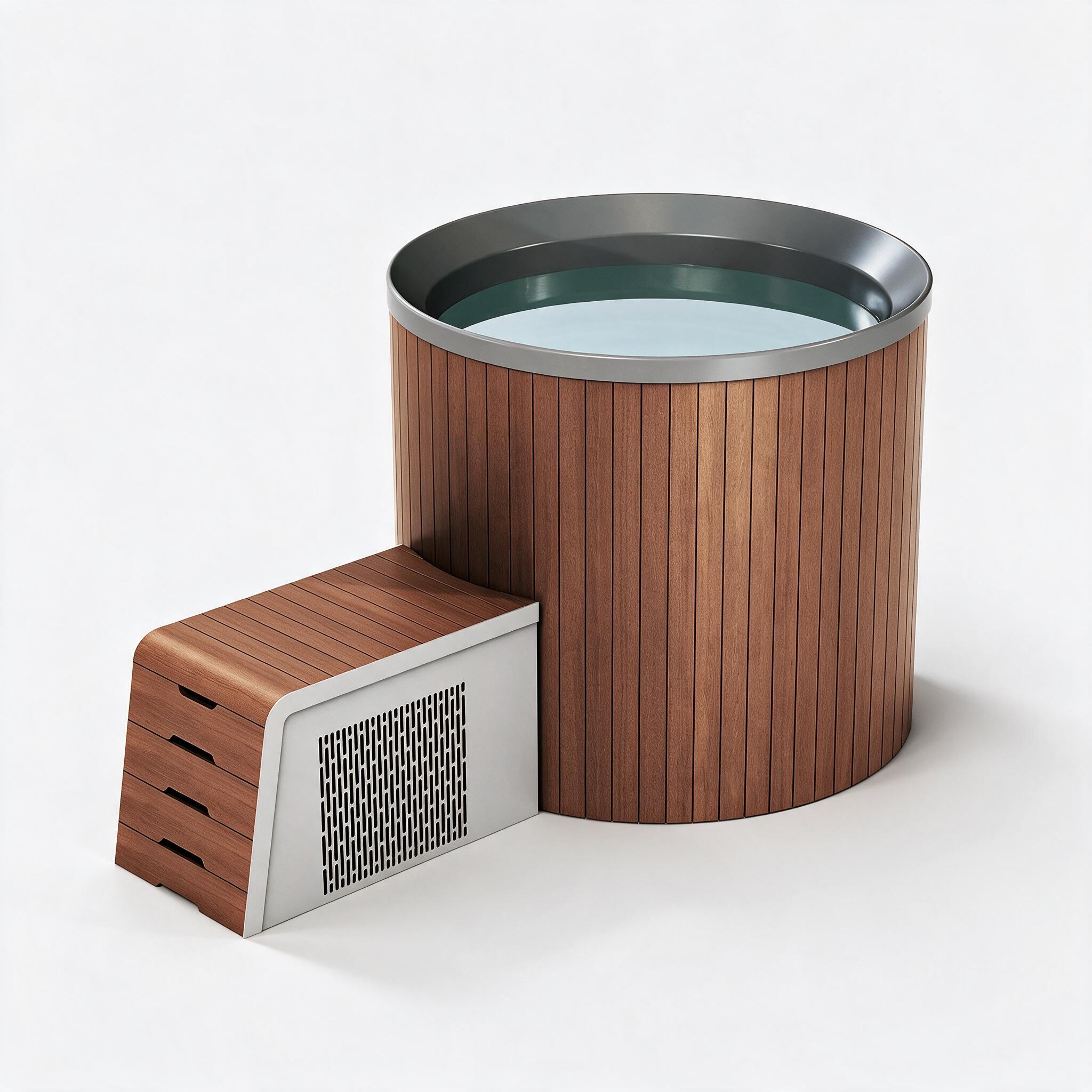 Cask Round Barrel Half Platform cold plunge system - Cool Bionic HydroForge