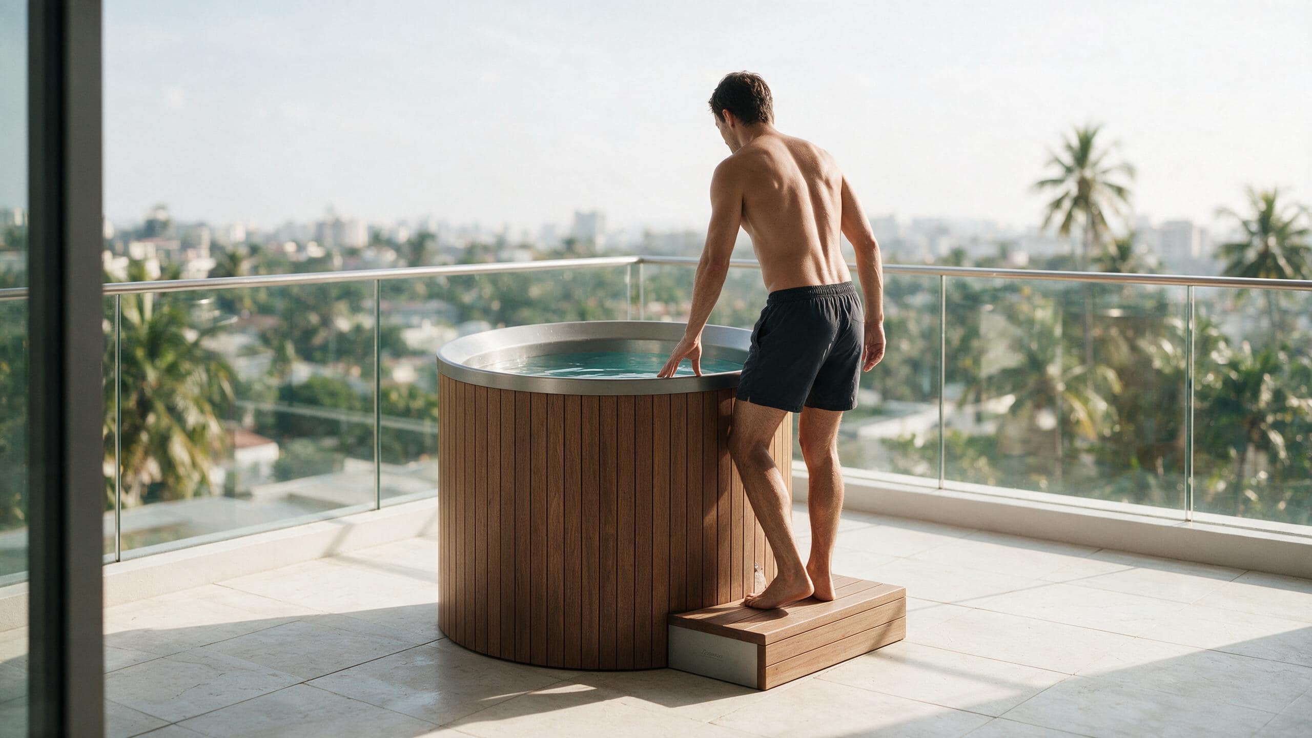 Cask Round Barrel Half Platform ice bath cask rh l natural all stepin - Cool Bionic HydroForge