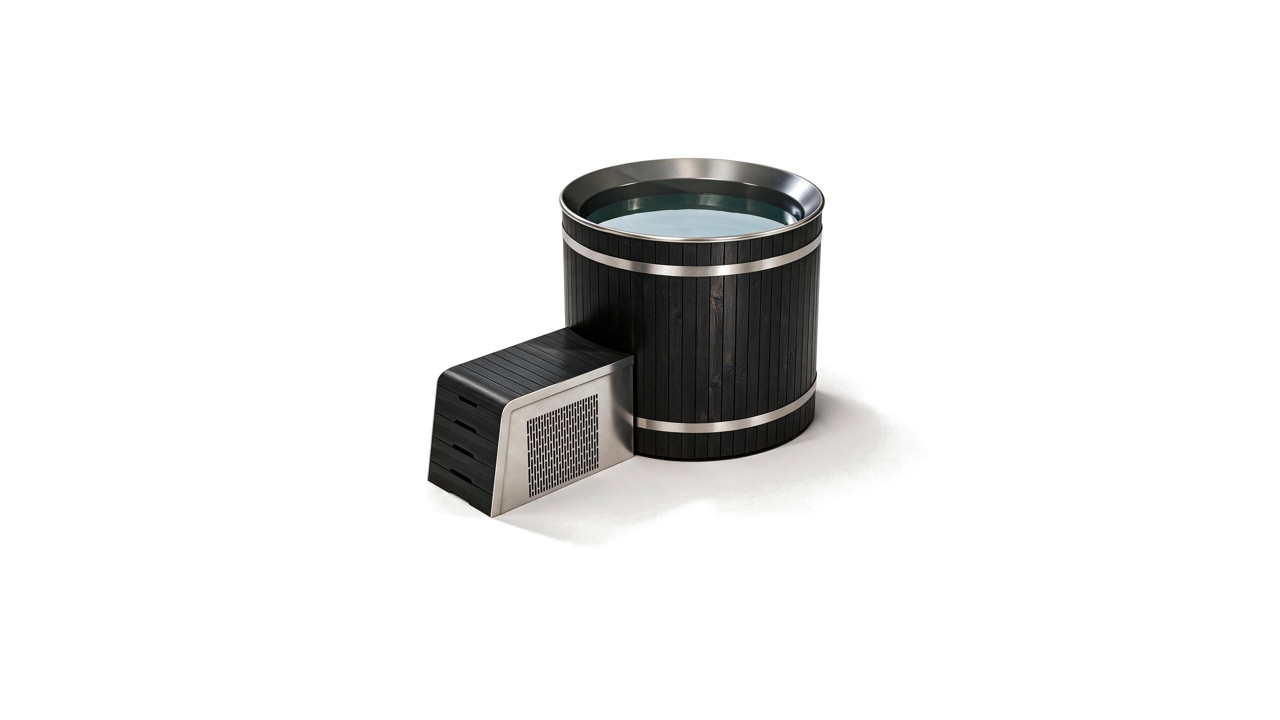 Cask Round Barrel Half Platform ice bath cask rh s black all hero - Cool Bionic HydroForge
