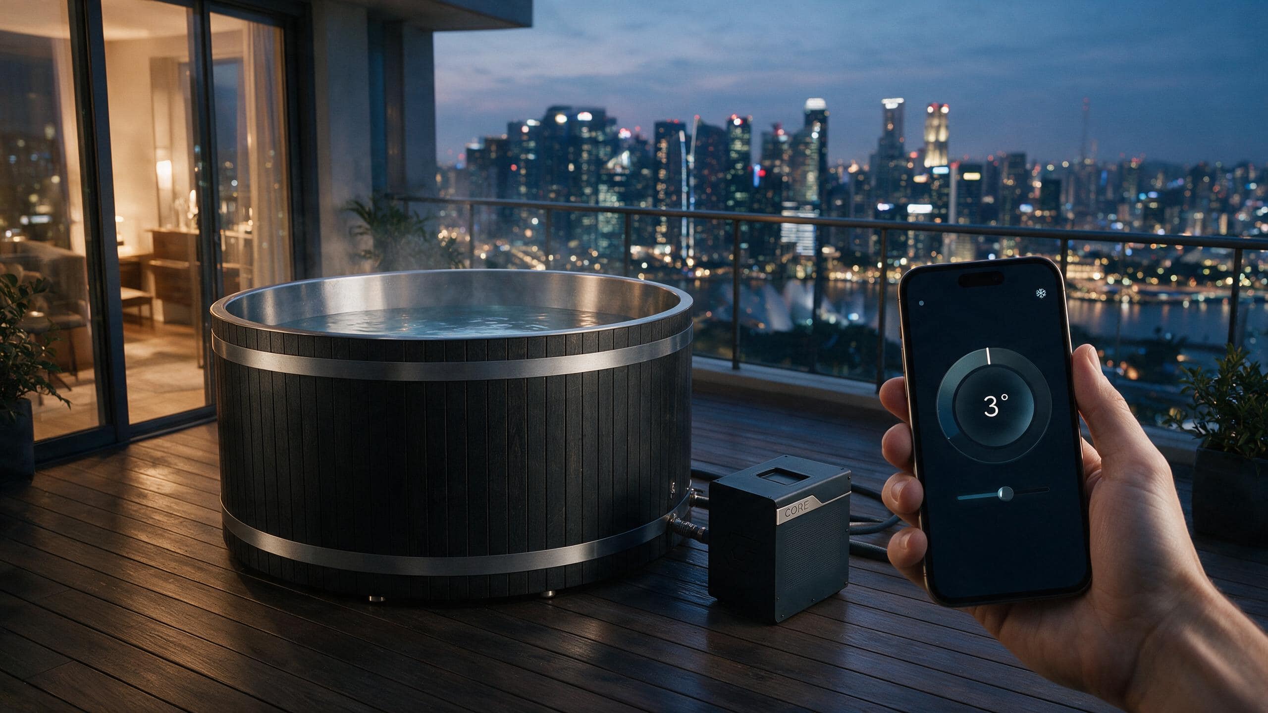 Cedar Duo ice bath ced d l black core app - Cool Bionic HydroForge