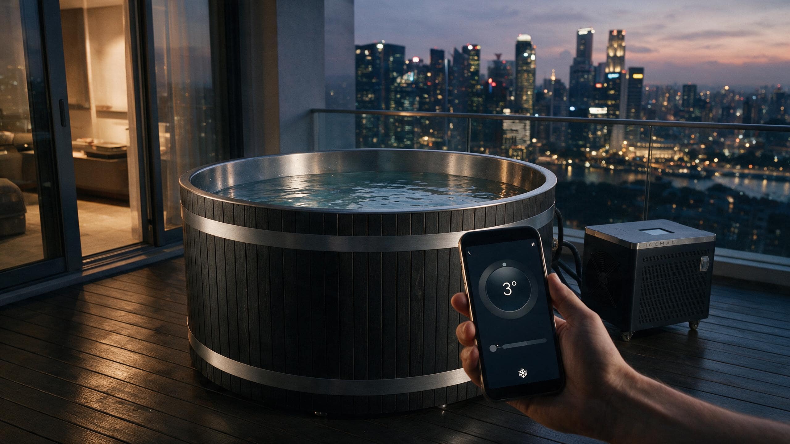 Cedar Duo ice bath ced d l black iceman app - Cool Bionic HydroForge