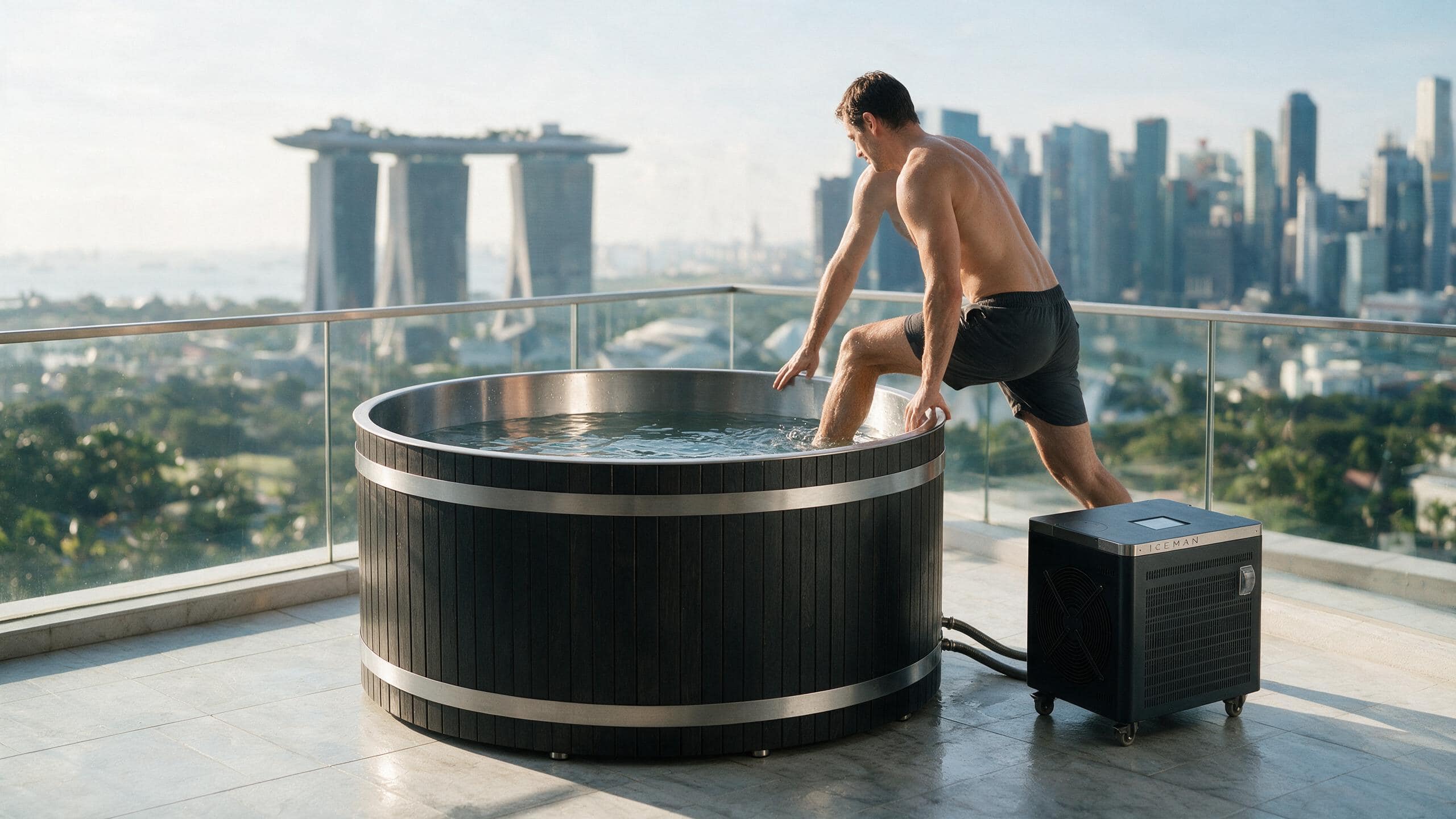 Cedar Duo ice bath ced d l black iceman stepin - Cool Bionic HydroForge