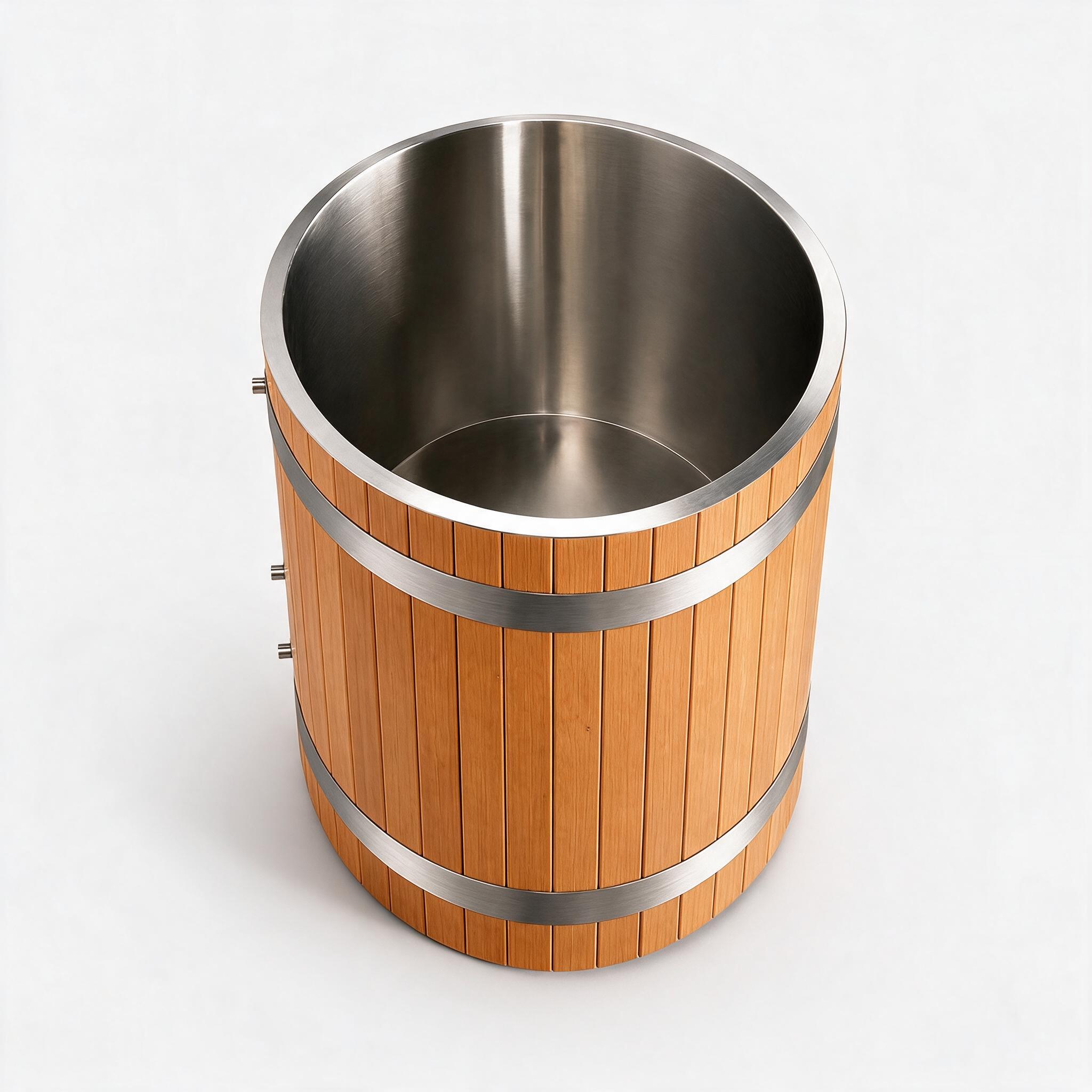 Cedar Solo cold plunge system, alternate view - Cool Bionic HydroForge