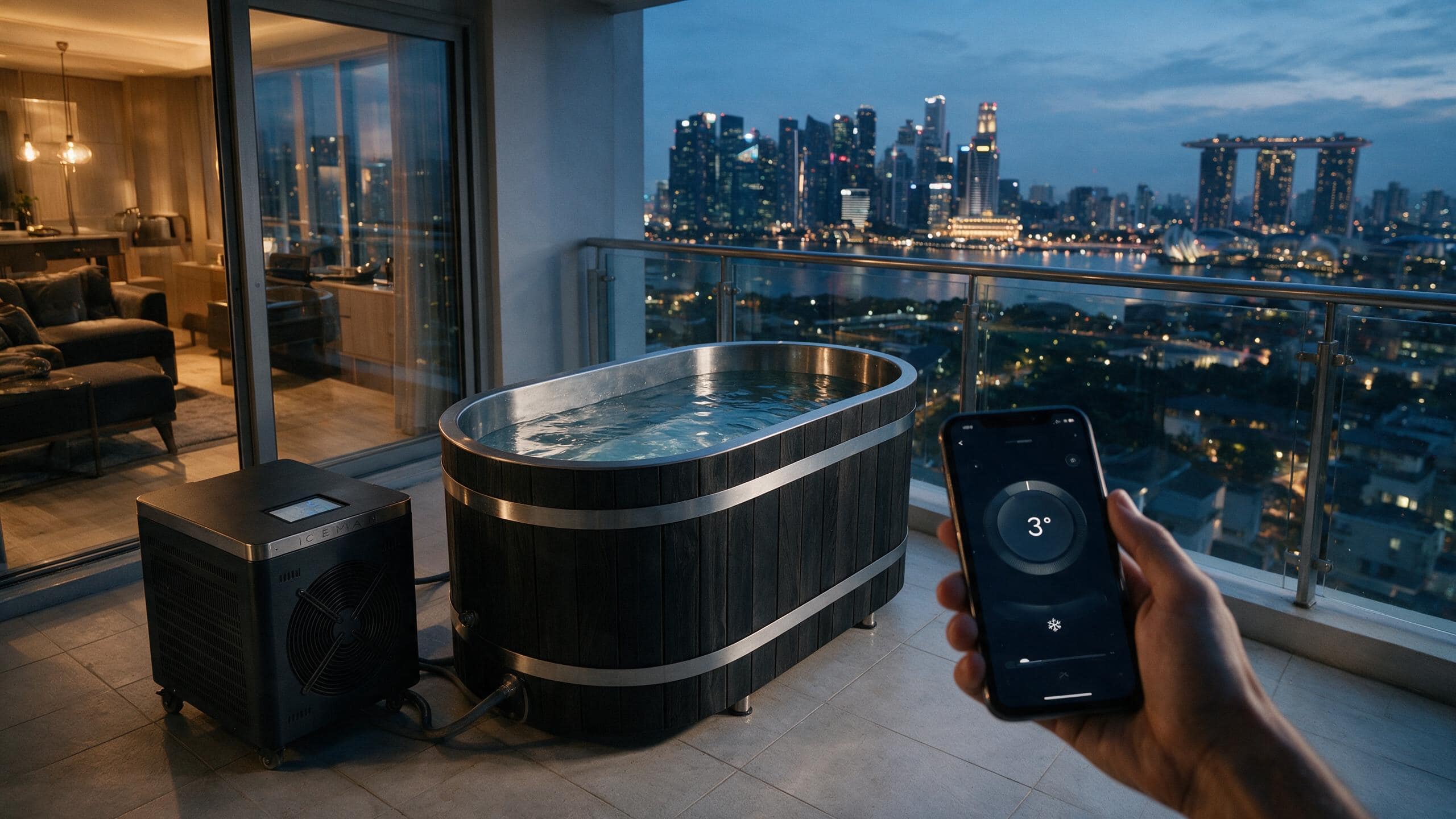 Cedar Solo ice bath ced s4 black iceman app - Cool Bionic HydroForge