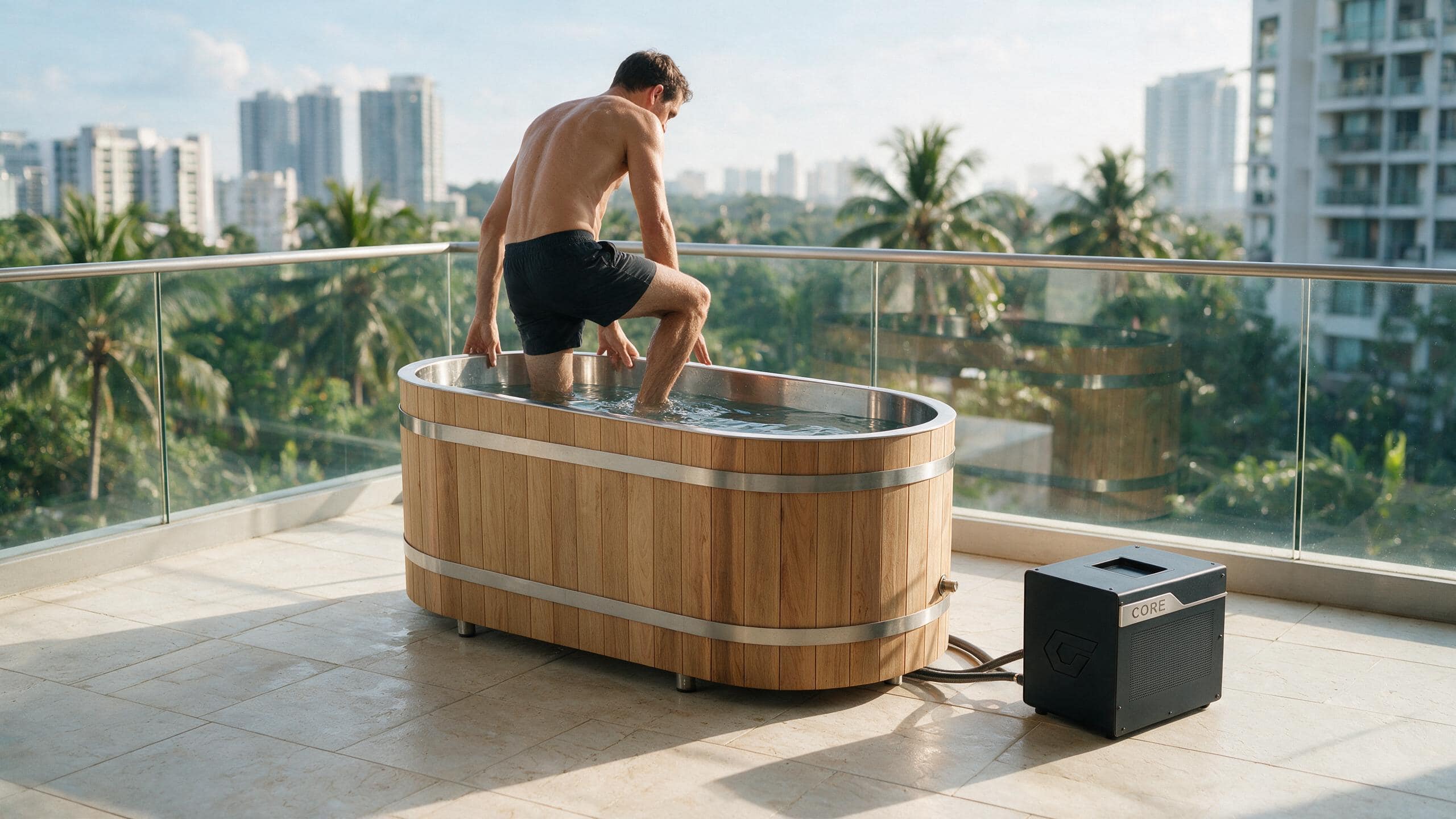 Cedar Solo ice bath ced s4 natural core stepin - Cool Bionic HydroForge