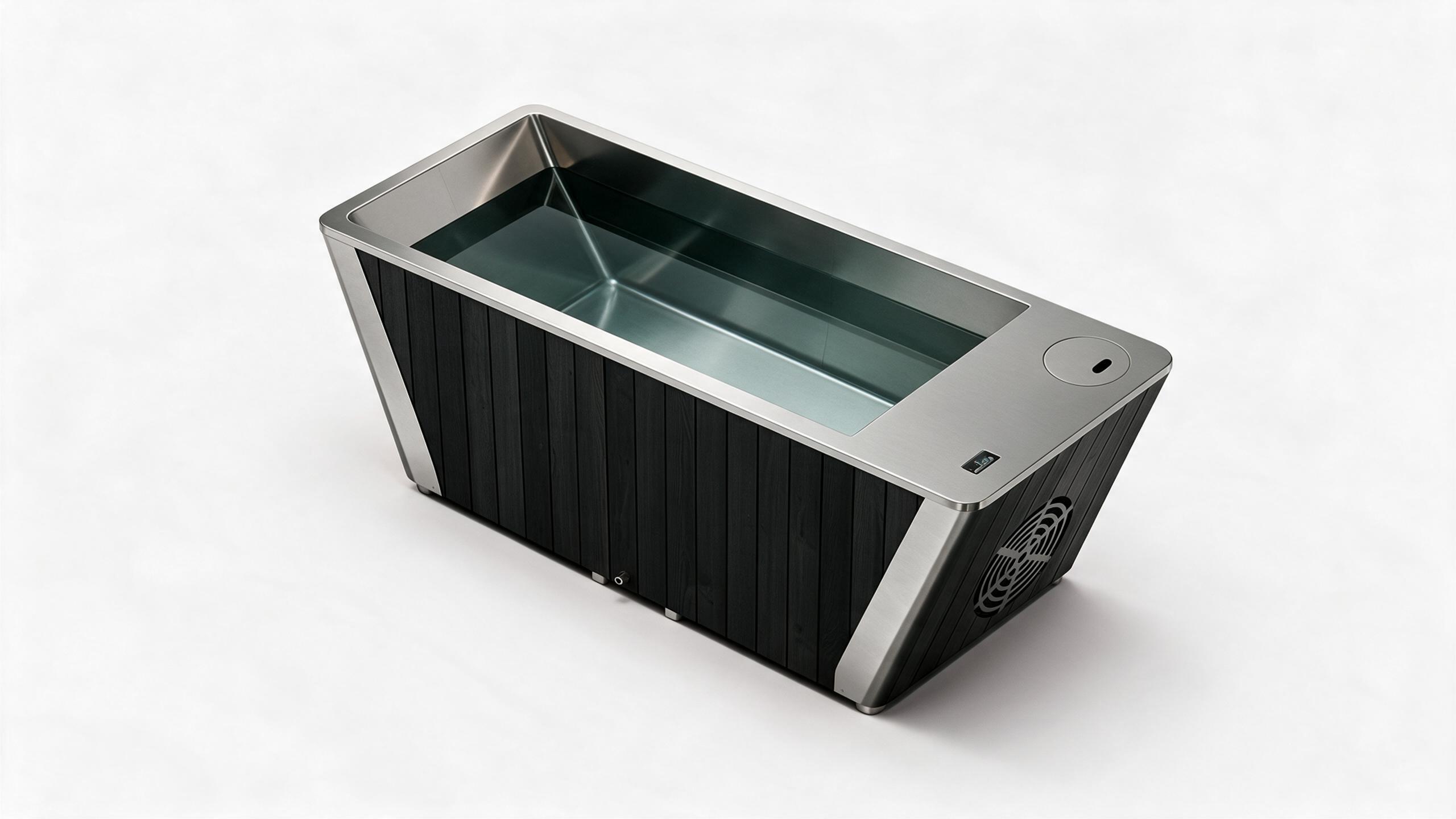 Clad Steel Plunge ice bath clad s black angle - Cool Bionic HydroForge