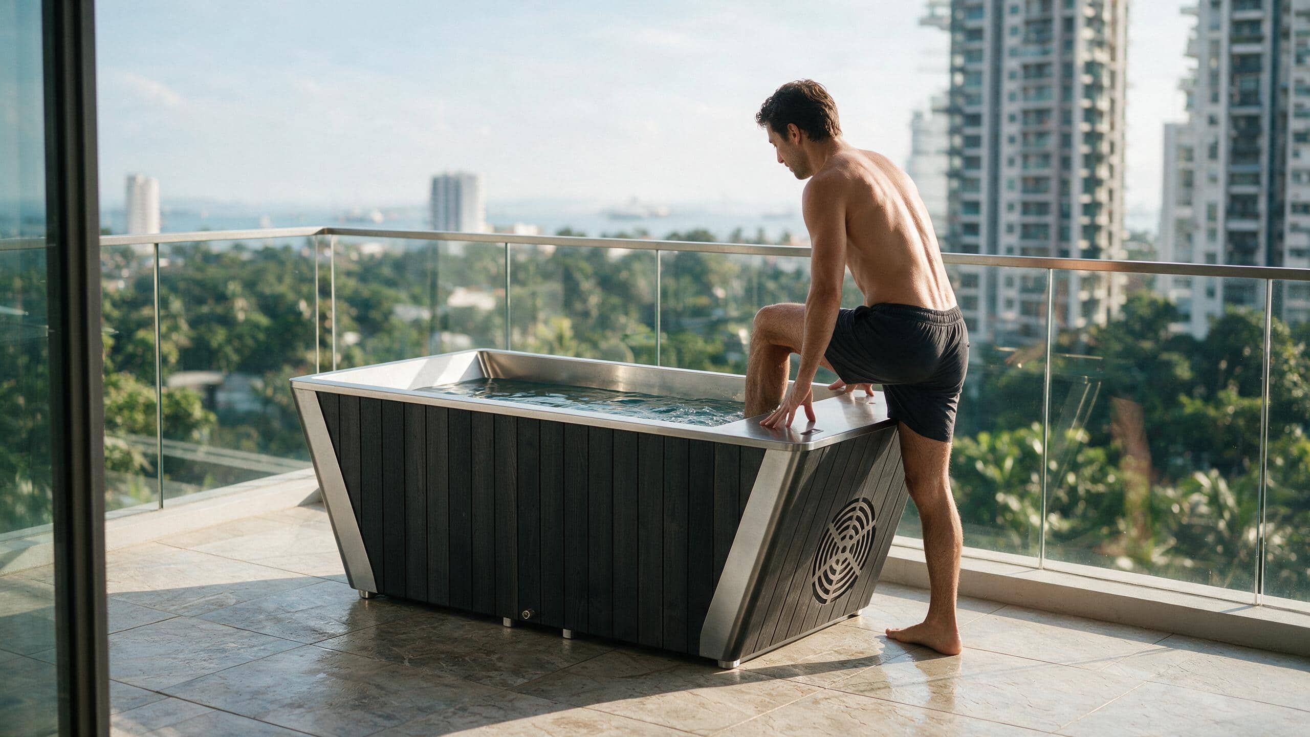Clad Steel Plunge ice bath clad s l black all stepin - Cool Bionic HydroForge