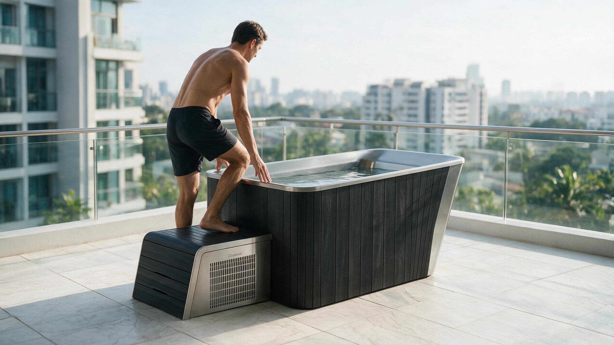 Clad Steel Half Platform ice bath clad sh l black all stepin - Cool Bionic HydroForge