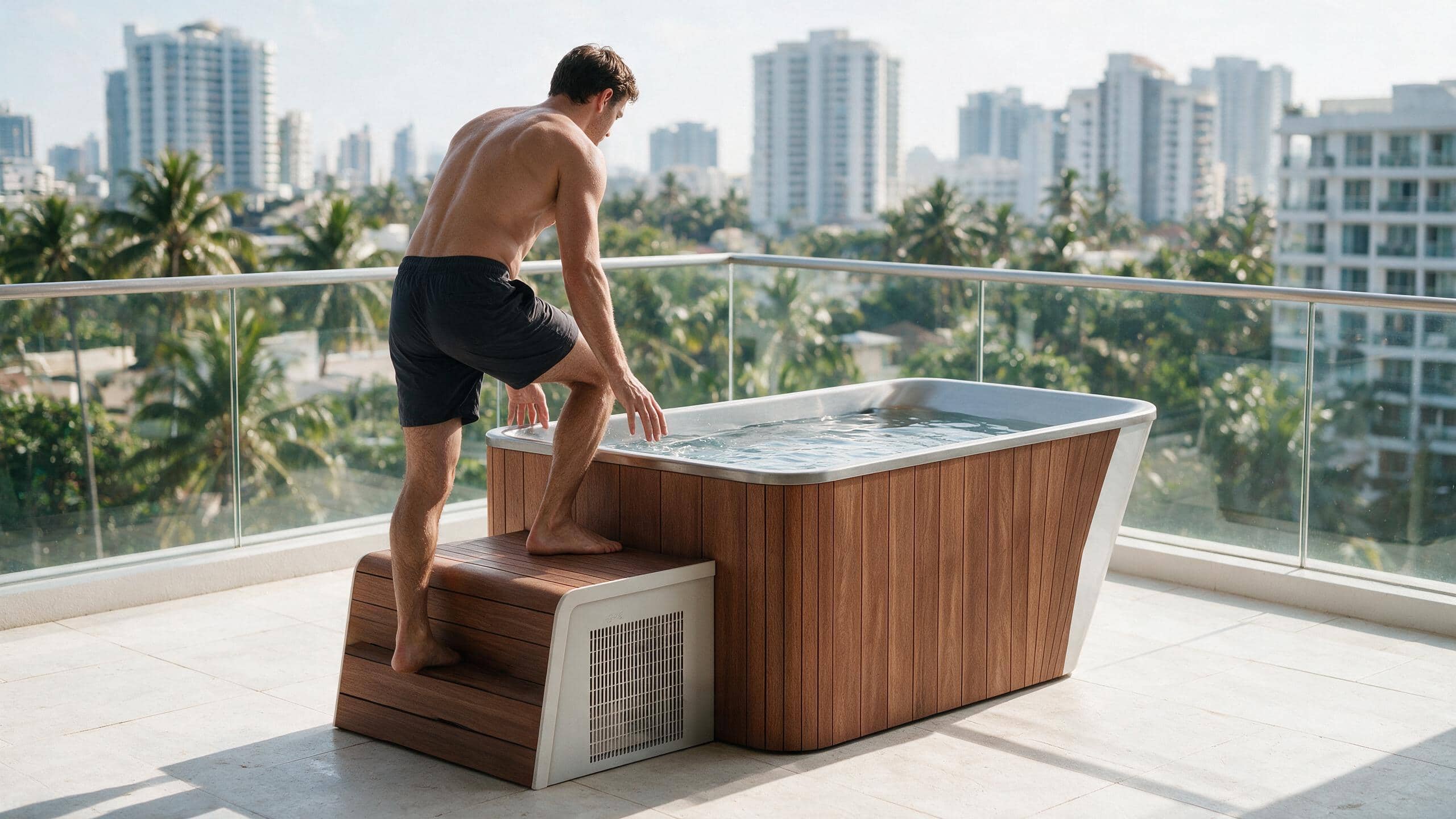 Clad Steel Half Platform ice bath clad sh l natural all stepin - Cool Bionic HydroForge