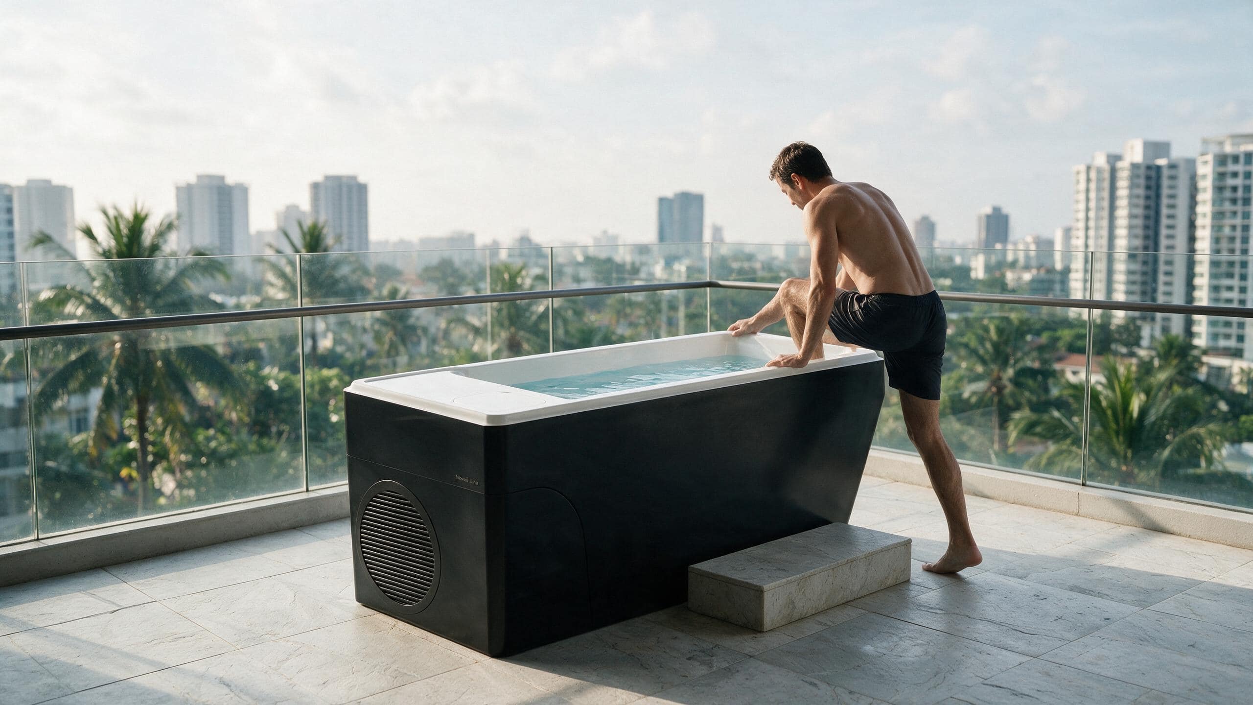 Acrylic Cove ice bath cove l black all stepin - Cool Bionic HydroForge
