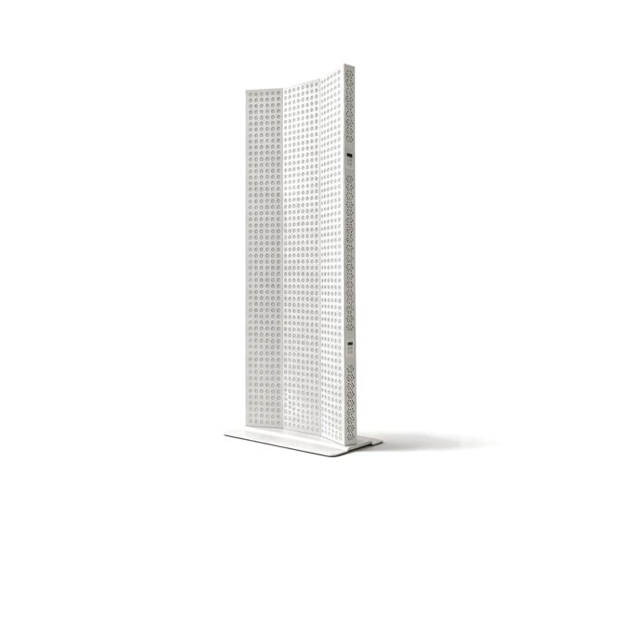 LightForge Signum in white - front three-quarter view on its stand - Cool Bionic LightForge