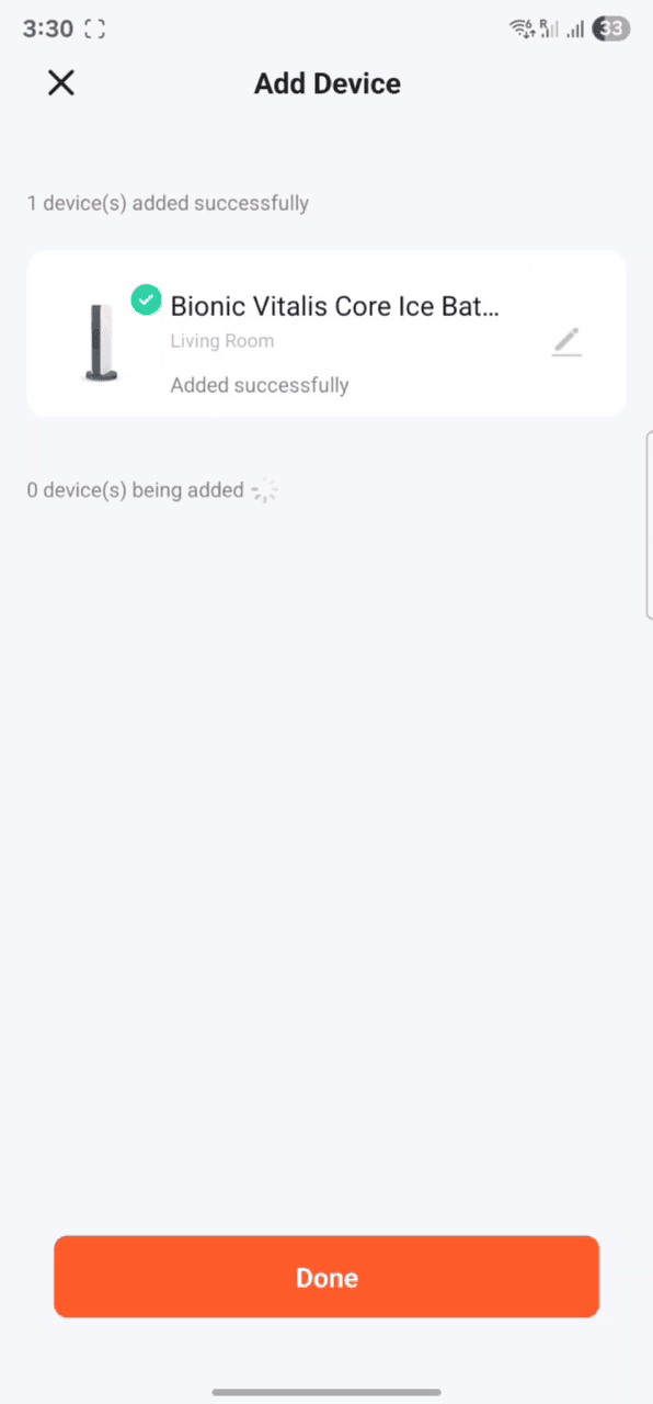 Tuya app showing Vitalis connected