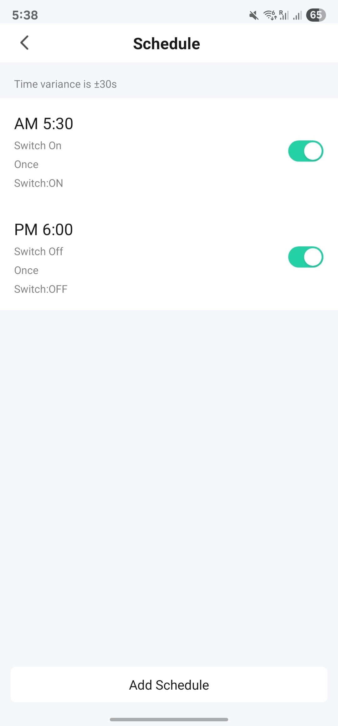 Multiple schedules in the Tuya app