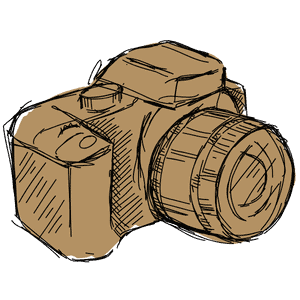 Illustration of a camera capturing moments at Corks and Kegs Festival.