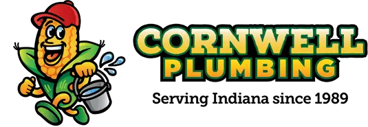 Cornwell Plumbing mascot watering a pipe, representing expert plumbing services, emergency repairs, and plumbing installation in the local community.