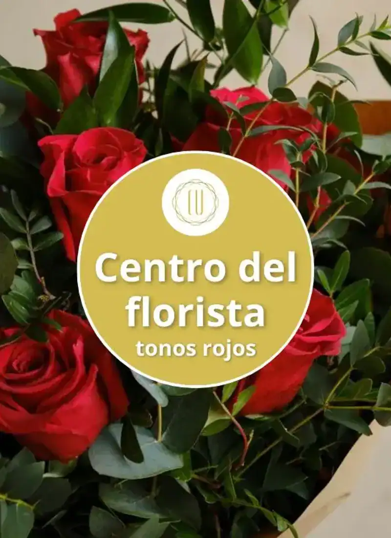 Centro del florista tonos rojos