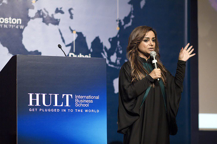 Nayla Al Khaja speaking at Hult International Business School
