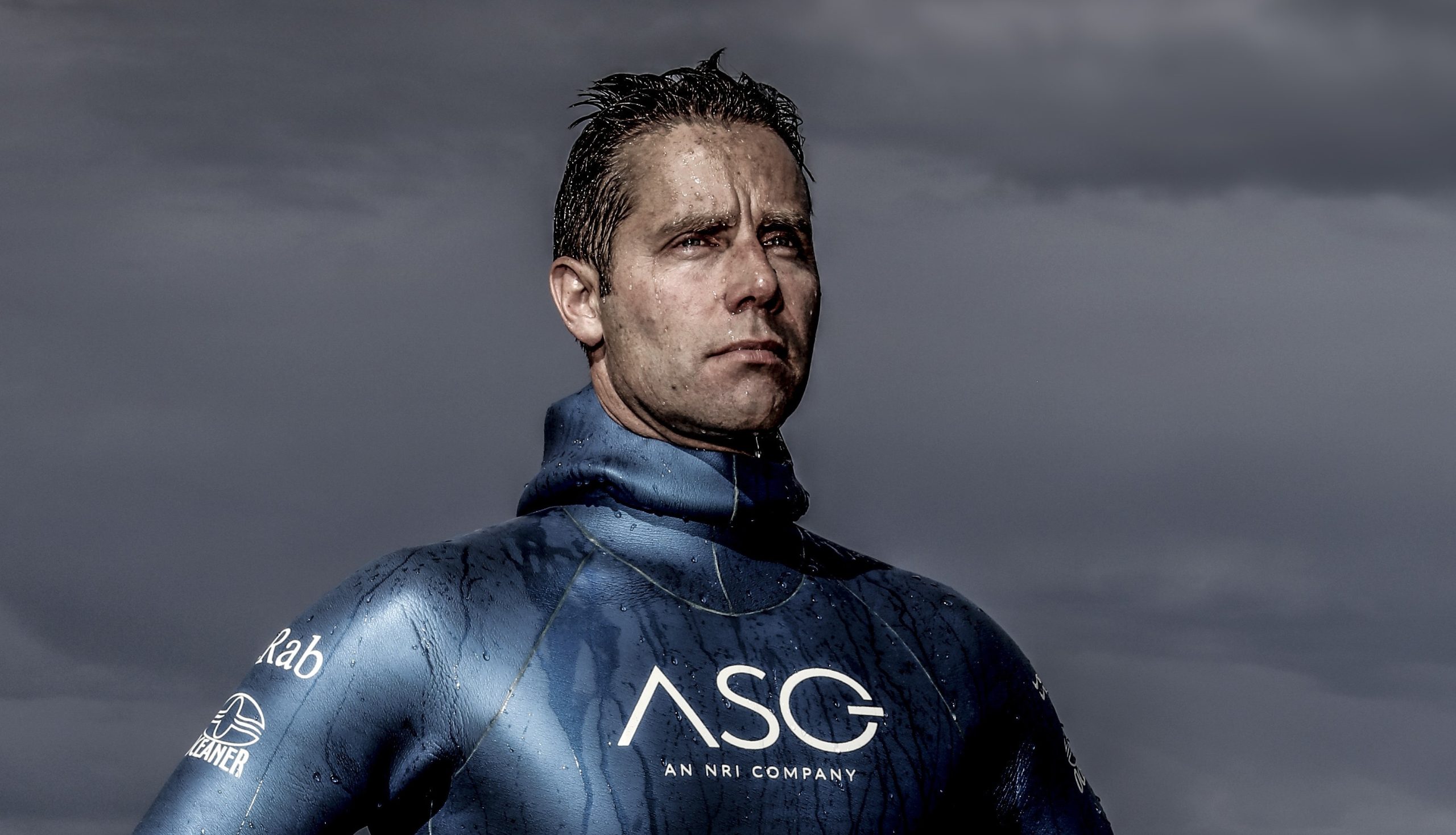 Ant Williams in an ASG wetsuit before an extreme cold water swim