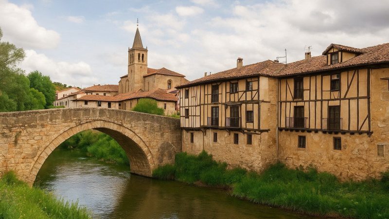 Fotografía real de Covarrubias, uno de los pueblos más bonitos de España y parada esencial en las rutas en coche de Madrid a Burgos.