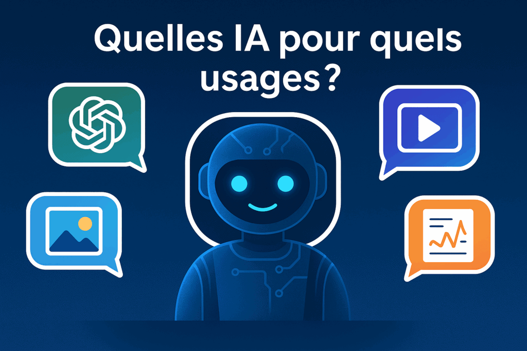 Chatbot IA illustré pour formations NDRC en ligne et bureautique.