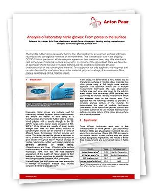 Analysis of Laboratory Nitrile Gloves: From Pores to the Surface