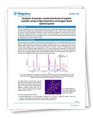 Analysis of Powder Crystal Structures of Organic Crystals Using a High-Resolution Convergent Beam Optical System