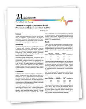 Thermal Analysis Application Brief Determination of Polymer Crystallinity by DSC