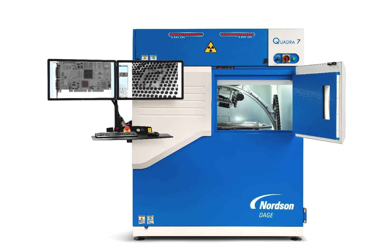 Nordson DAGE Quadra 7 high-resolution 2D X-ray inspection system with digital detector and sample chamber for non-destructive electronics imaging