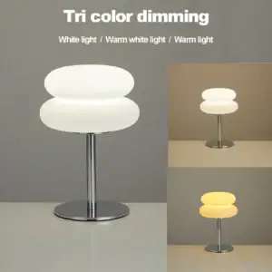 Chic Creamy Style USB Bedside Lamp with Tri Color Dimming